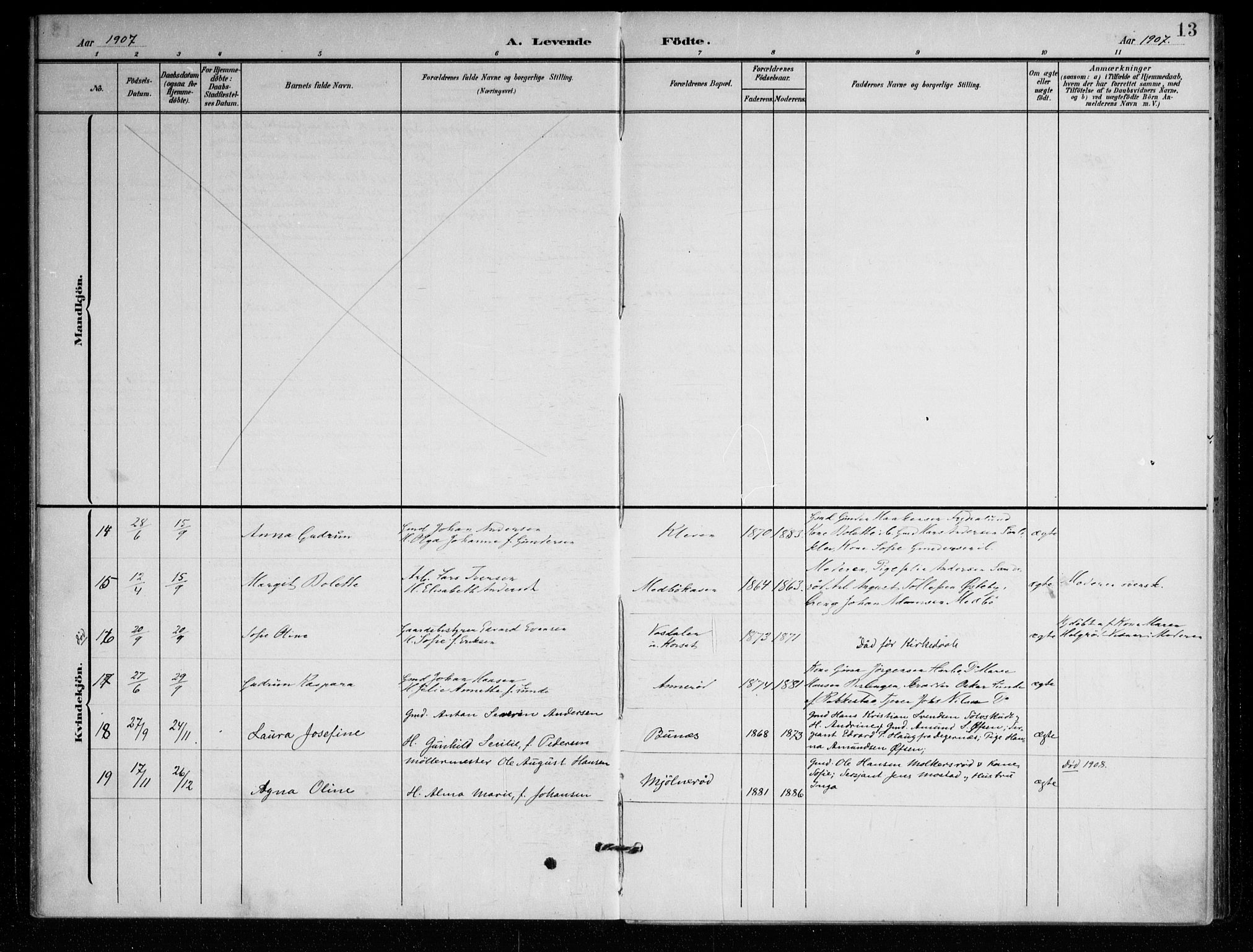 Berg prestekontor Kirkebøker, AV/SAO-A-10902/F/Fc/L0003: Parish register (official) no. III 3, 1902-1916, p. 13