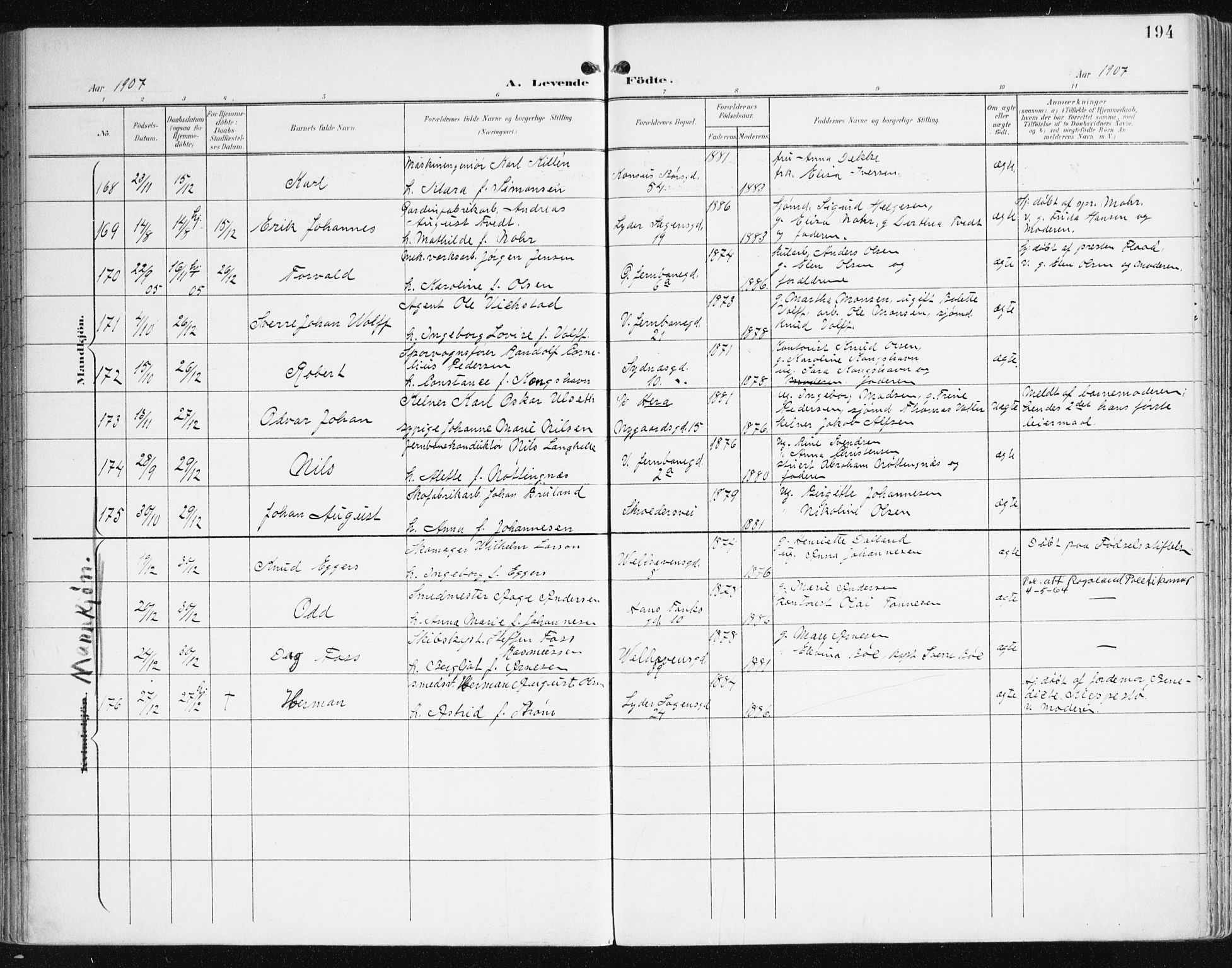 Johanneskirken sokneprestembete, AV/SAB-A-76001/H/Haa/L0002: Parish register (official) no. A 2, 1900-1912, p. 194