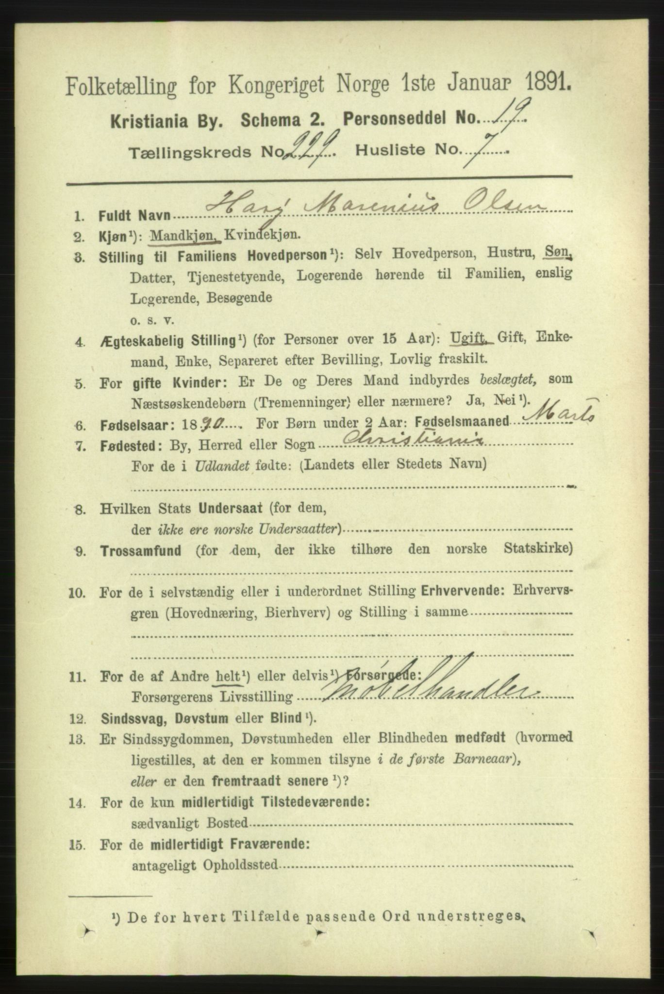RA, 1891 census for 0301 Kristiania, 1891, p. 140575