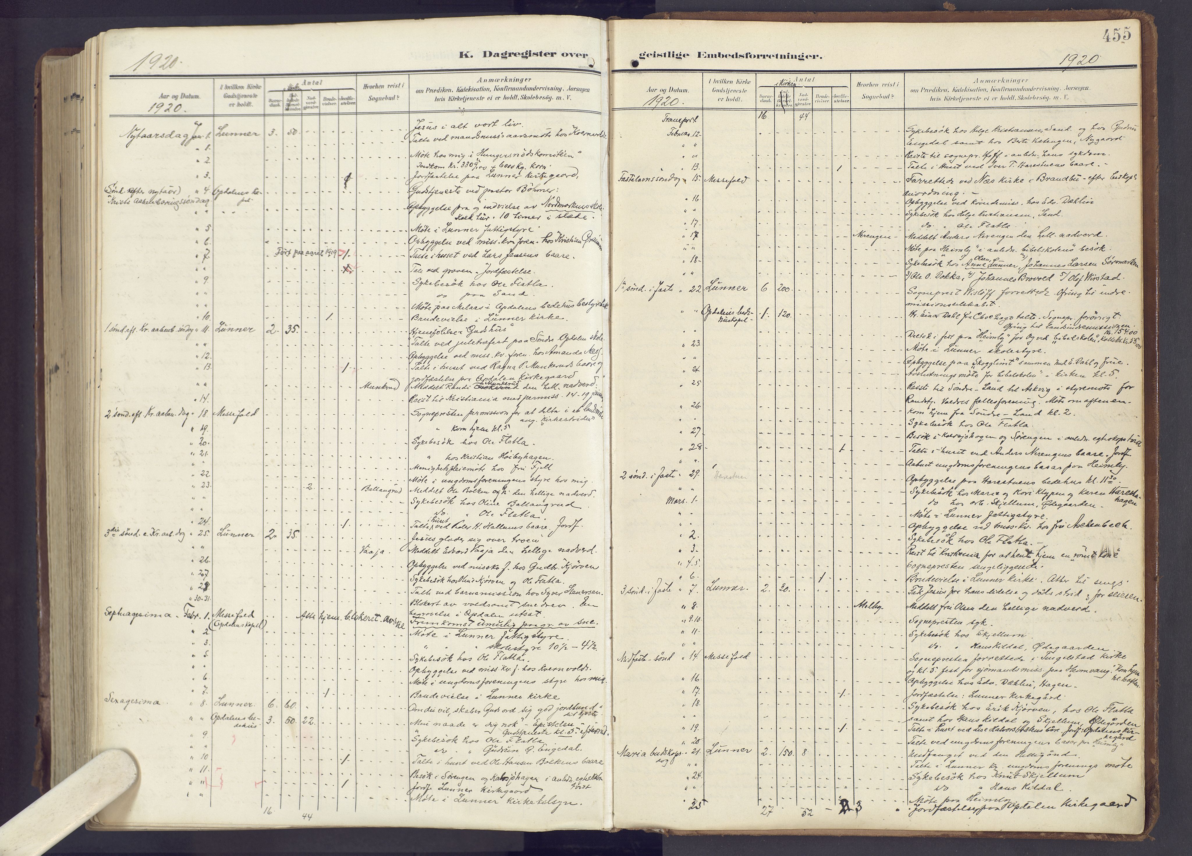 Lunner prestekontor, SAH/PREST-118/H/Ha/Haa/L0001: Parish register (official) no. 1, 1907-1922, p. 455