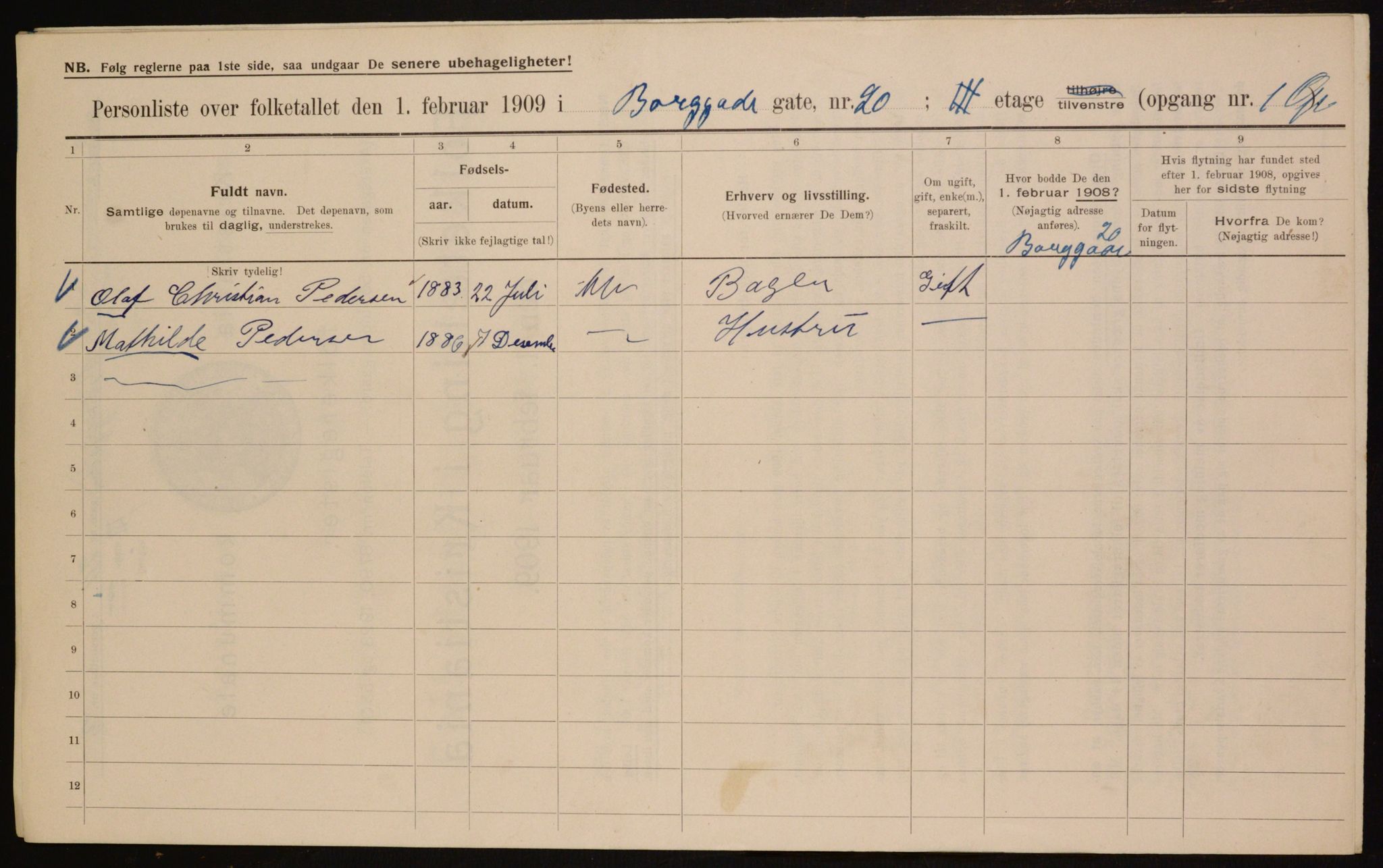 OBA, Municipal Census 1909 for Kristiania, 1909, p. 7529