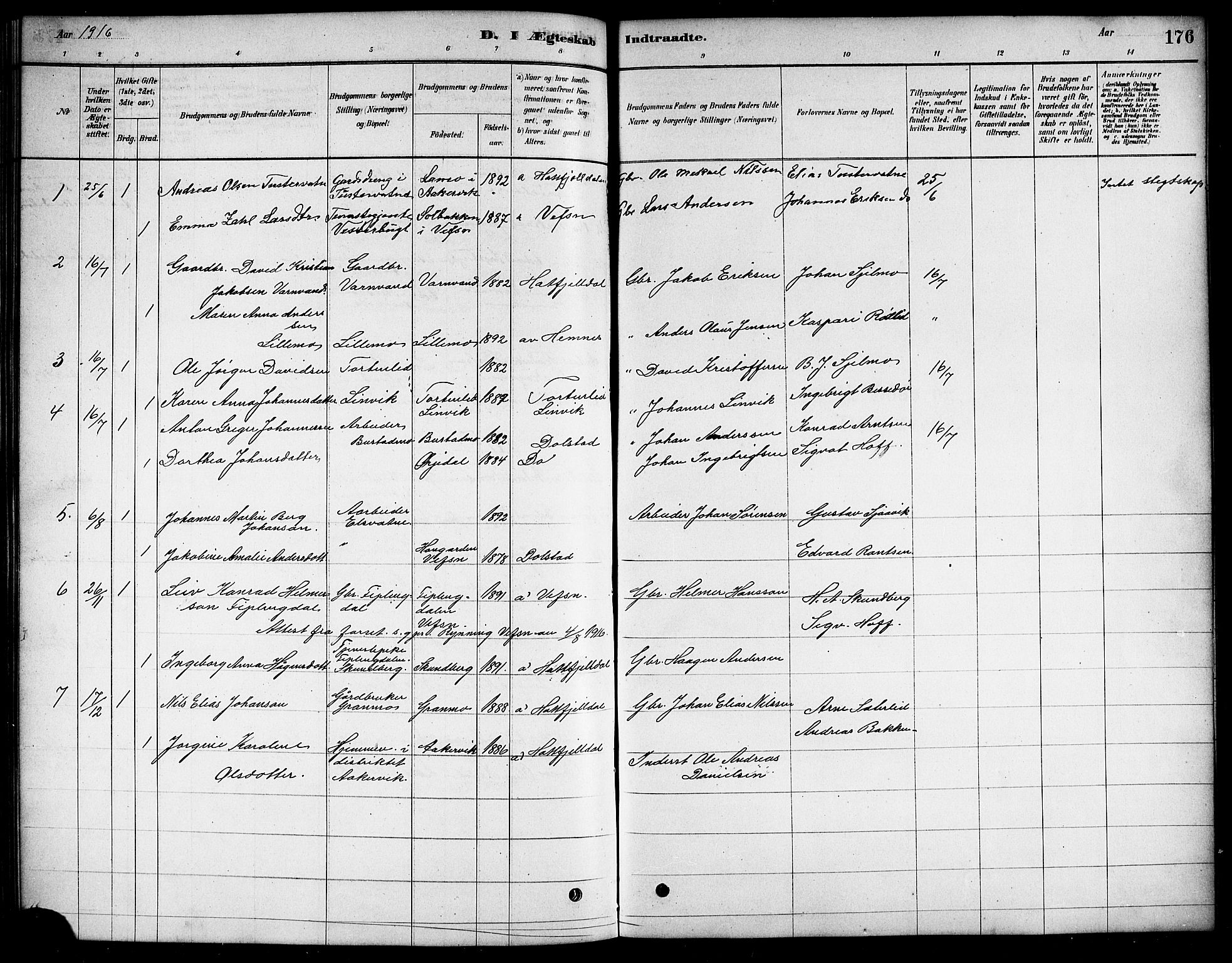 Ministerialprotokoller, klokkerbøker og fødselsregistre - Nordland, AV/SAT-A-1459/823/L0330: Parish register (copy) no. 823C02, 1879-1916, p. 176