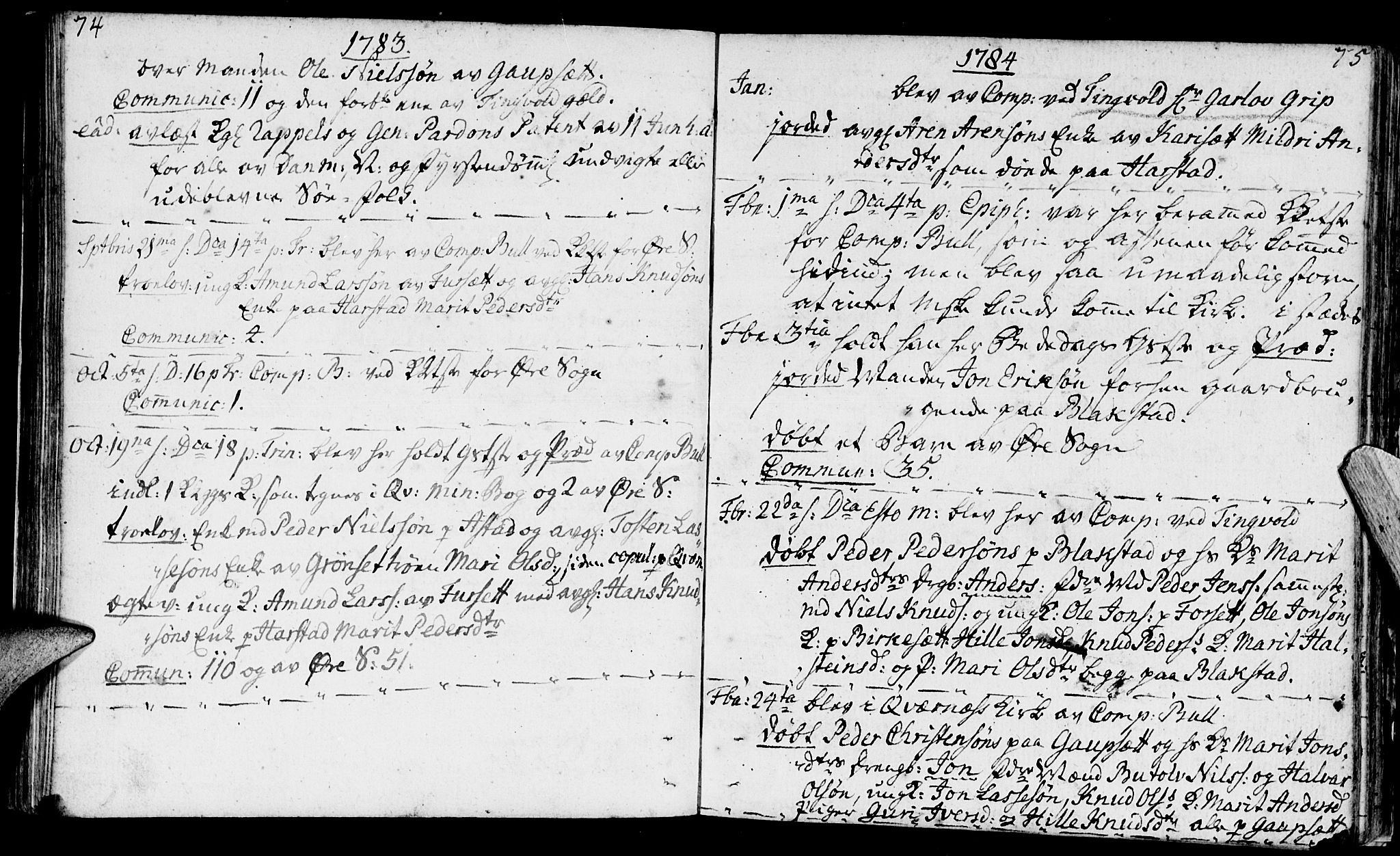 Ministerialprotokoller, klokkerbøker og fødselsregistre - Møre og Romsdal, SAT/A-1454/584/L0962: Parish register (official) no. 584A02, 1765-1812, p. 74-75