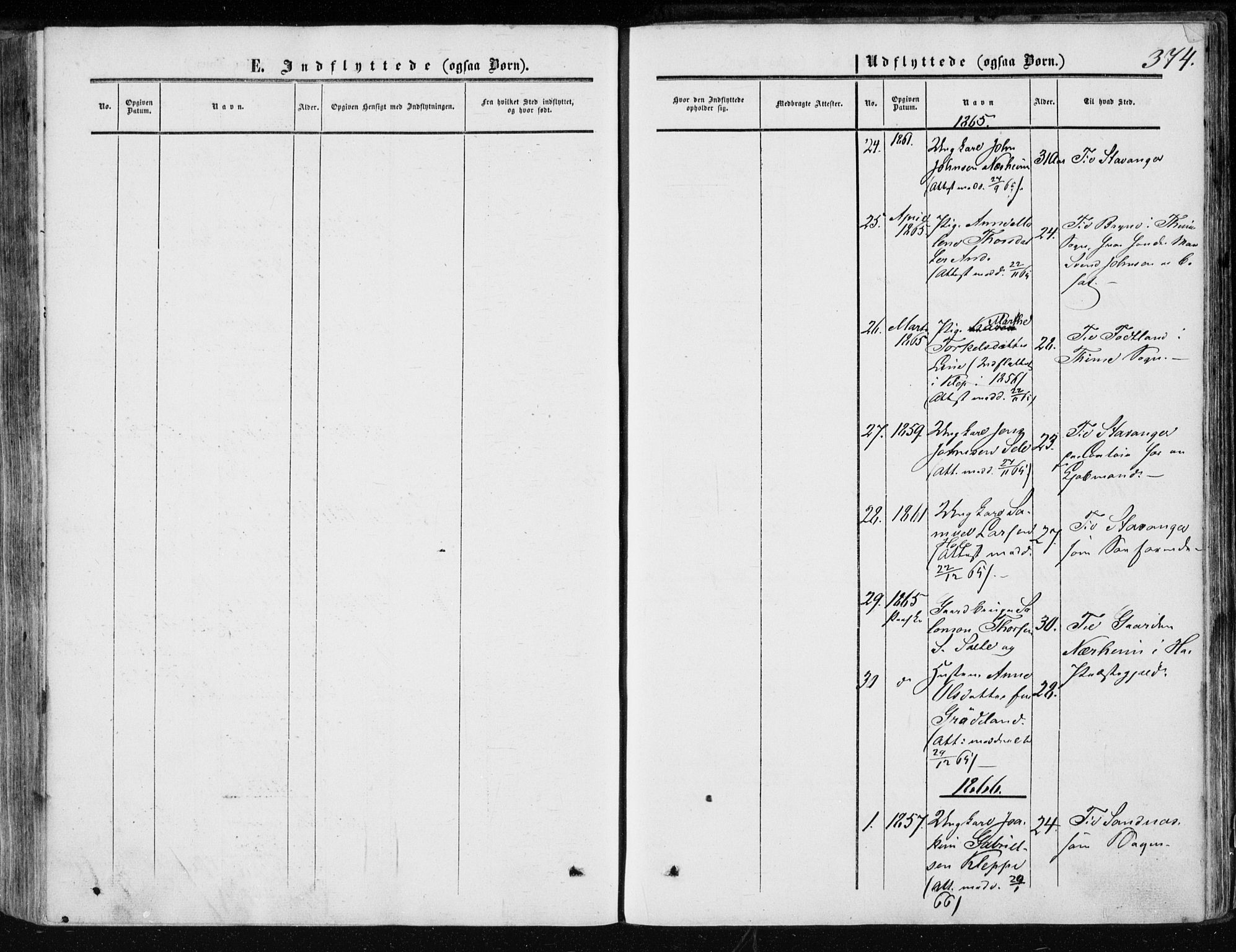 Klepp sokneprestkontor, AV/SAST-A-101803/001/3/30BA/L0005: Parish register (official) no. A 5, 1853-1870, p. 374