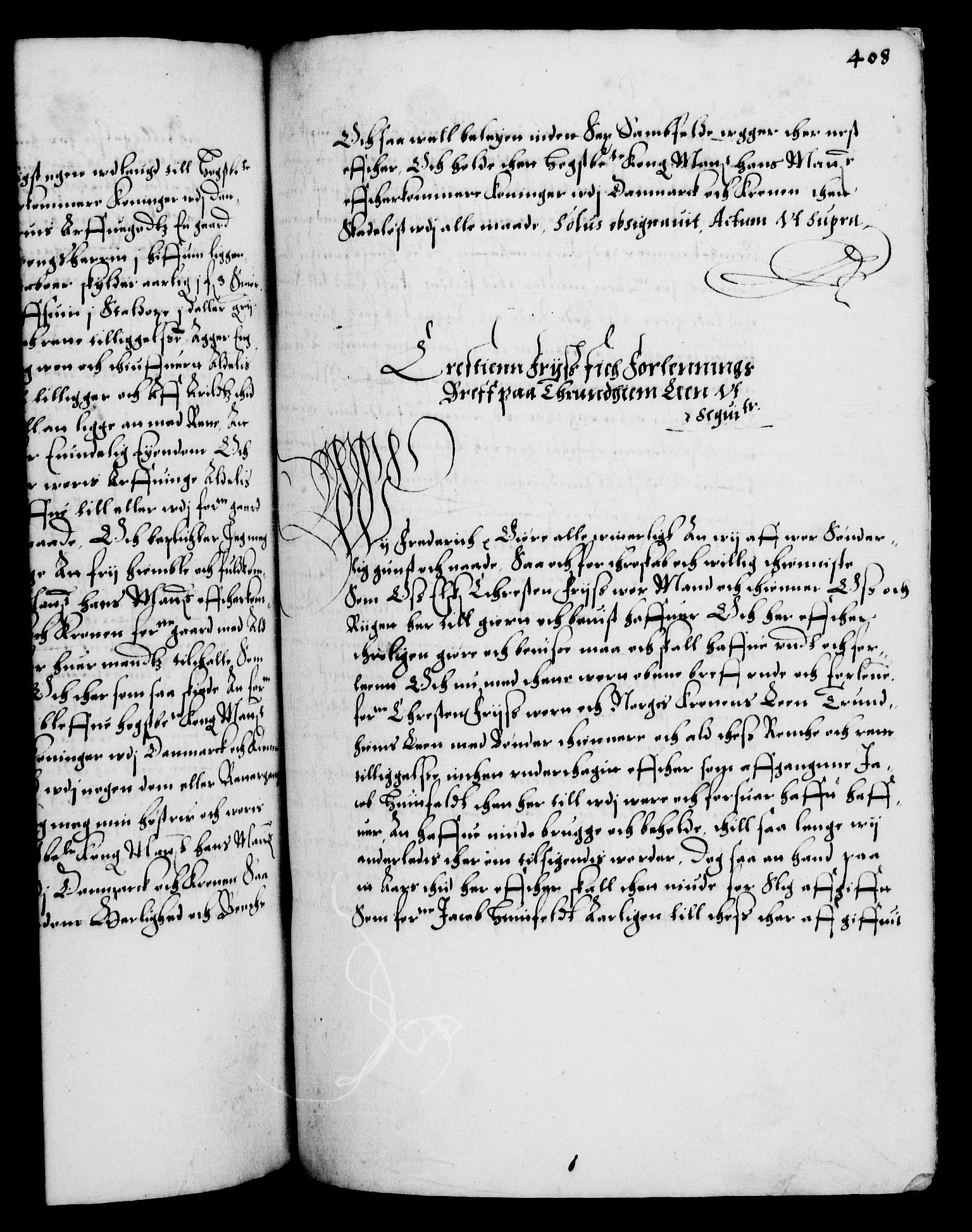 Danske Kanselli 1572-1799, AV/RA-EA-3023/F/Fc/Fca/Fcaa/L0001: Norske registre (mikrofilm), 1572-1588, p. 408a