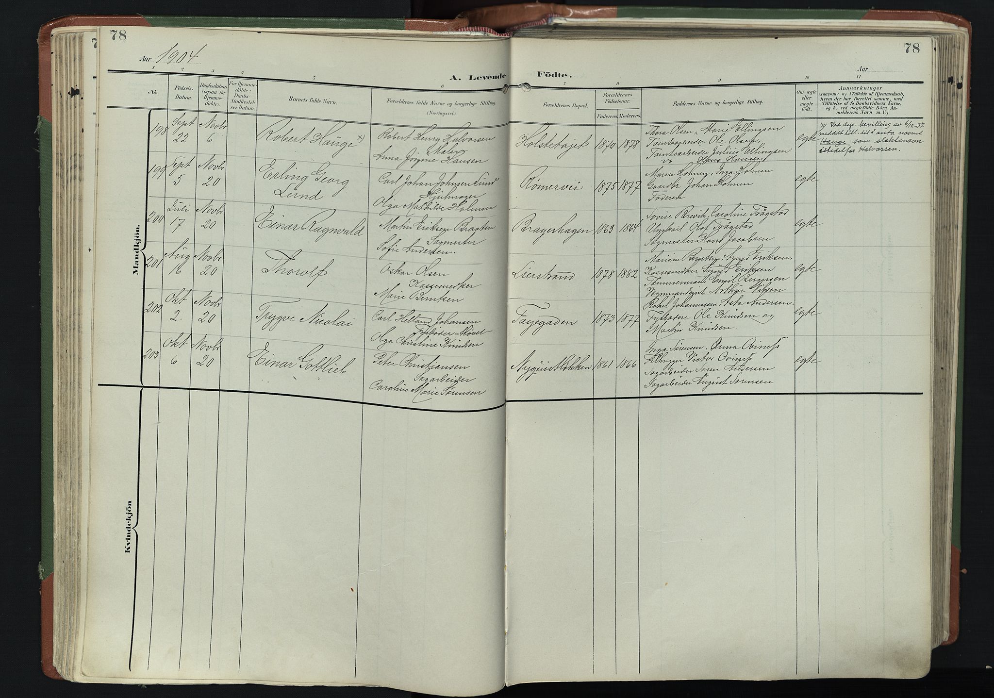 Bragernes kirkebøker, AV/SAKO-A-6/F/Fb/L0009: Parish register (official) no. II 9, 1902-1911, p. 78