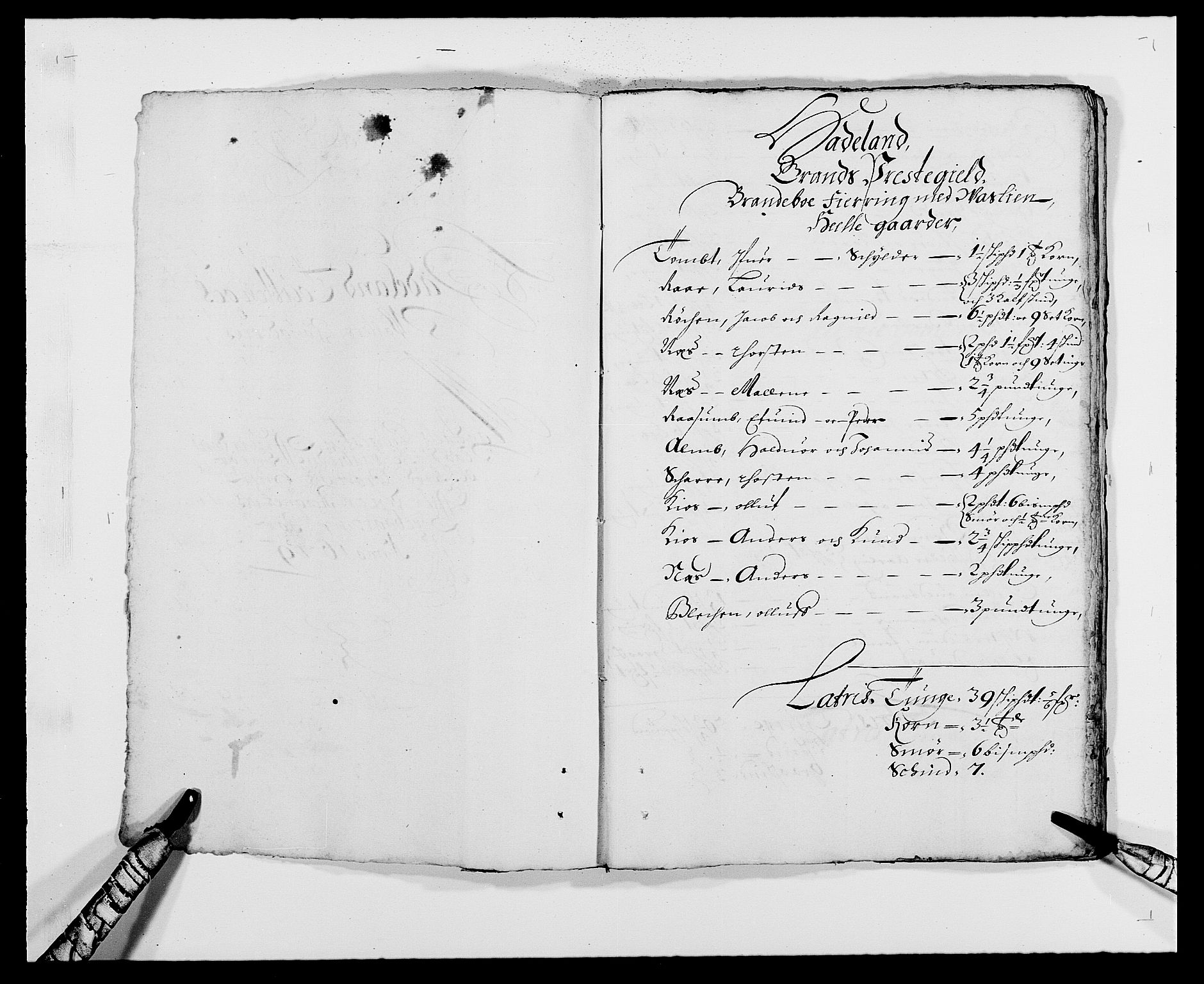 Rentekammeret inntil 1814, Reviderte regnskaper, Fogderegnskap, RA/EA-4092/R18/L1274: Fogderegnskap Hadeland, Toten og Valdres, 1679, p. 2