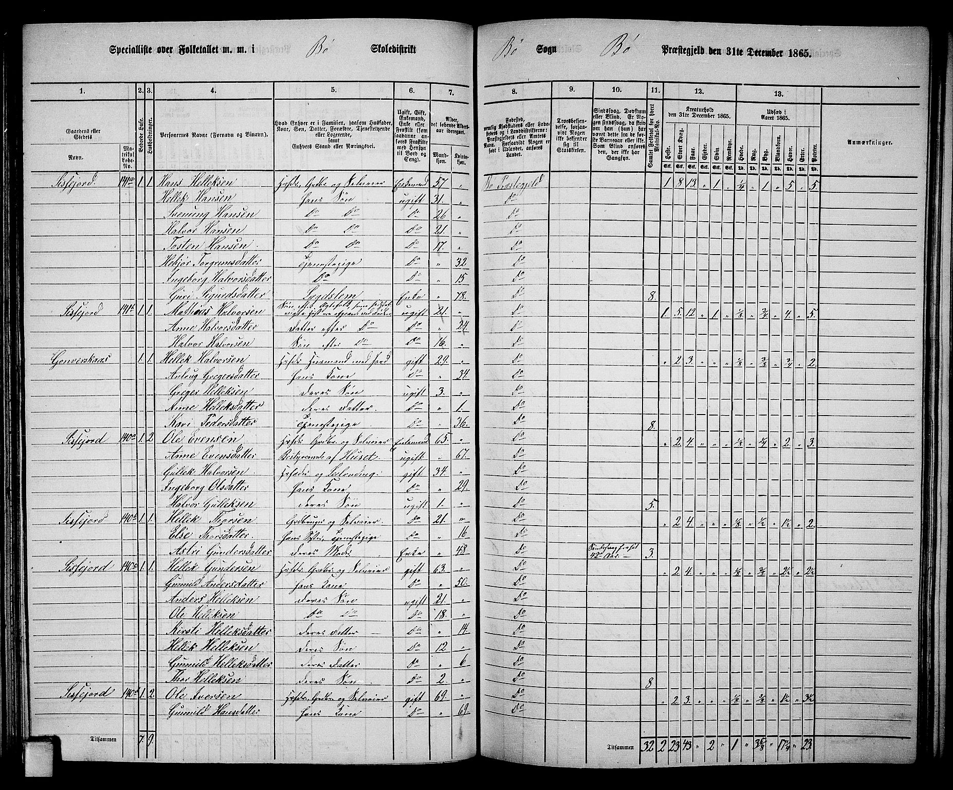 RA, 1865 census for Bø, 1865, p. 104