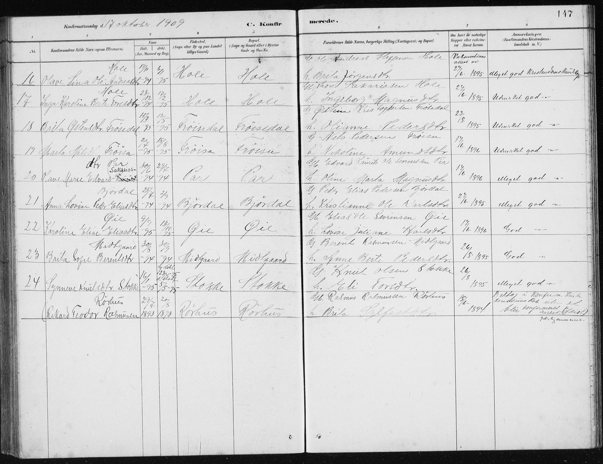 Ministerialprotokoller, klokkerbøker og fødselsregistre - Møre og Romsdal, AV/SAT-A-1454/517/L0230: Parish register (copy) no. 517C03, 1879-1912, p. 147