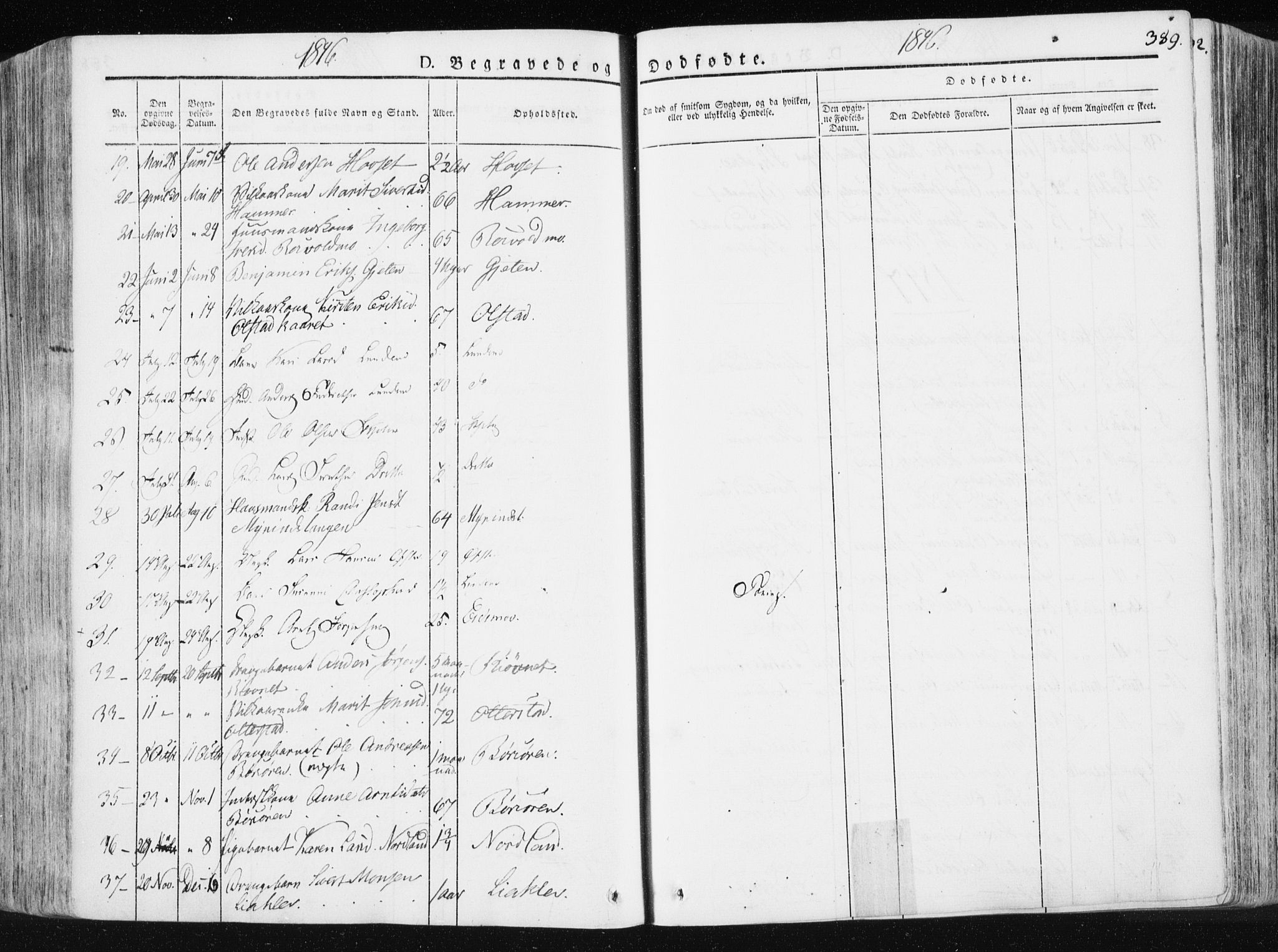 Ministerialprotokoller, klokkerbøker og fødselsregistre - Sør-Trøndelag, SAT/A-1456/665/L0771: Parish register (official) no. 665A06, 1830-1856, p. 389