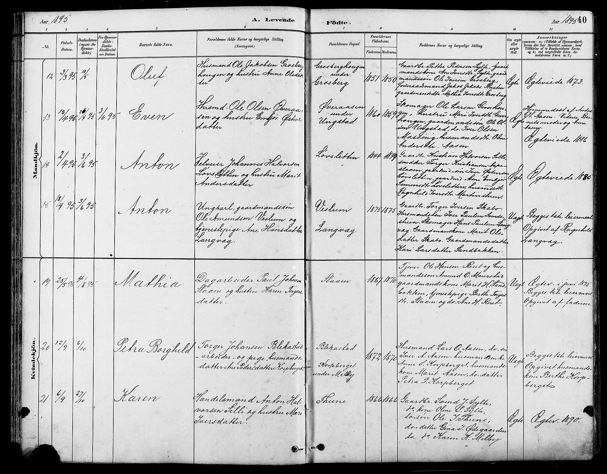 Nord-Fron prestekontor, SAH/PREST-080/H/Ha/Hab/L0005: Parish register (copy) no. 5, 1884-1914, p. 40