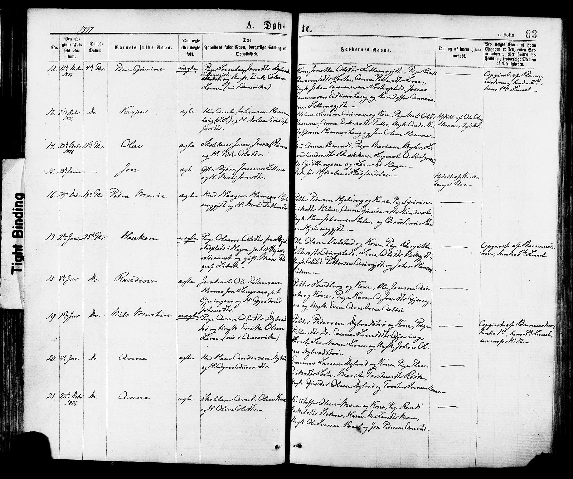 Ministerialprotokoller, klokkerbøker og fødselsregistre - Nord-Trøndelag, AV/SAT-A-1458/709/L0076: Parish register (official) no. 709A16, 1871-1879, p. 83