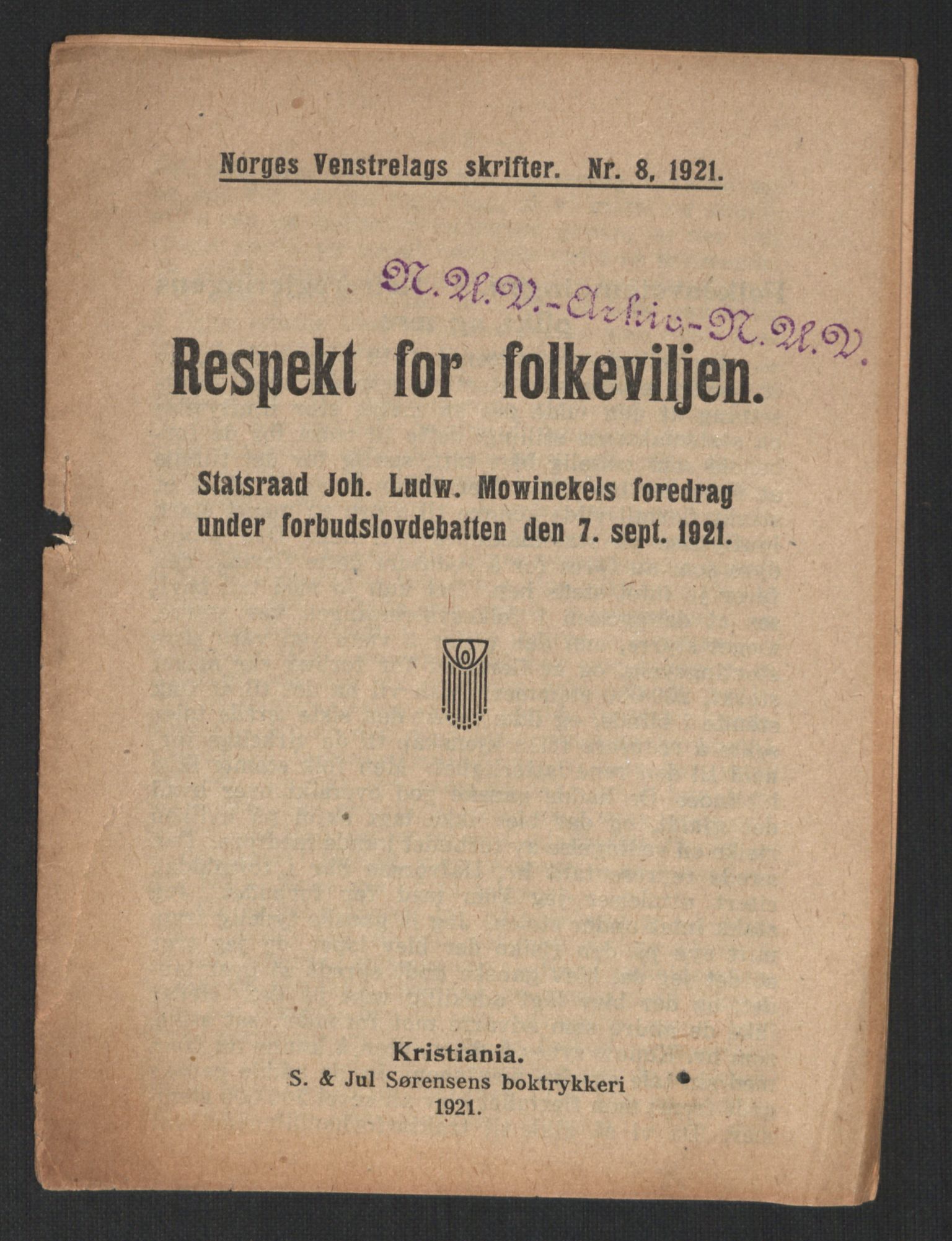 Venstres Hovedorganisasjon, AV/RA-PA-0876/X/L0001: De eldste skrifter, 1860-1936, p. 1044