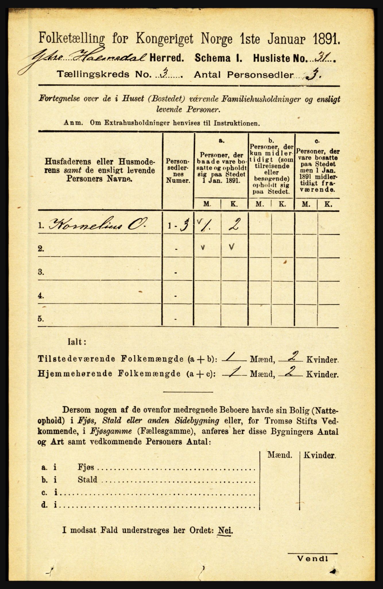 RA, 1891 census for 1429 Ytre Holmedal, 1891, p. 630