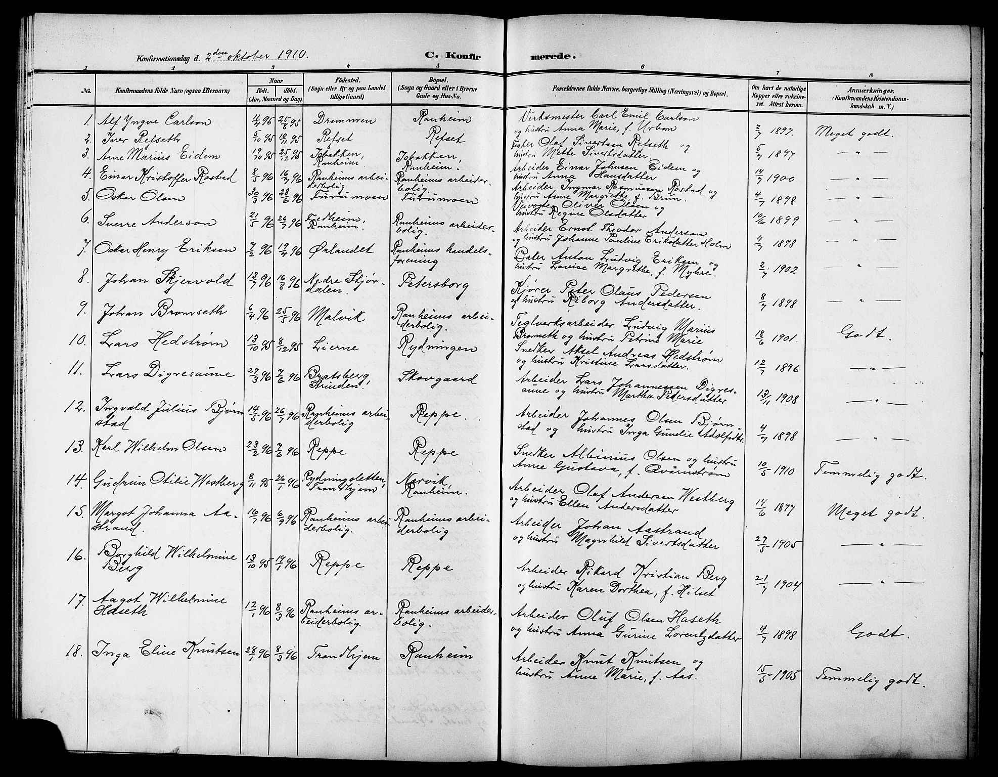 Ministerialprotokoller, klokkerbøker og fødselsregistre - Sør-Trøndelag, AV/SAT-A-1456/615/L0400: Parish register (copy) no. 615C01, 1905-1921