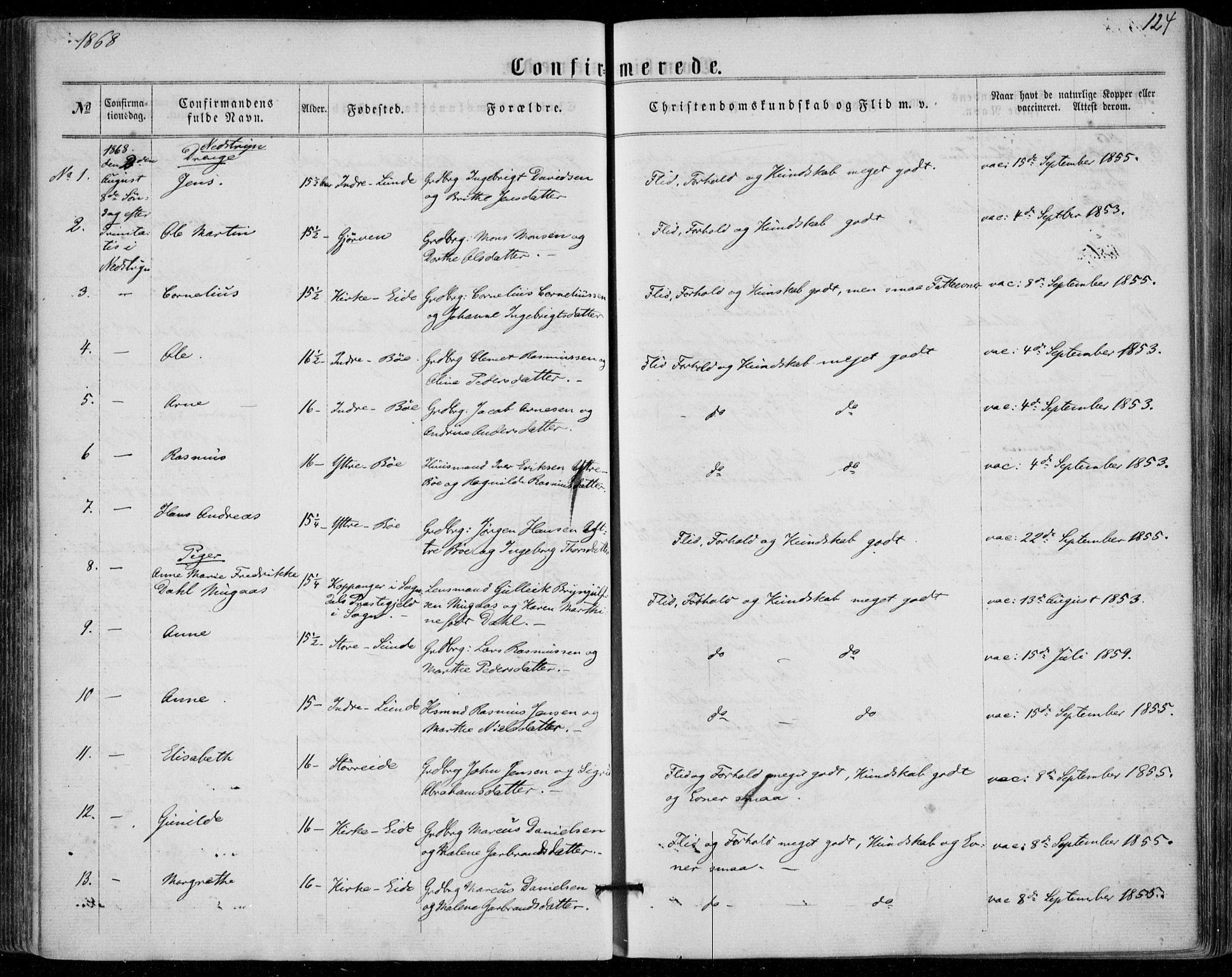 Stryn Sokneprestembete, SAB/A-82501: Parish register (official) no. A 3, 1862-1877, p. 124