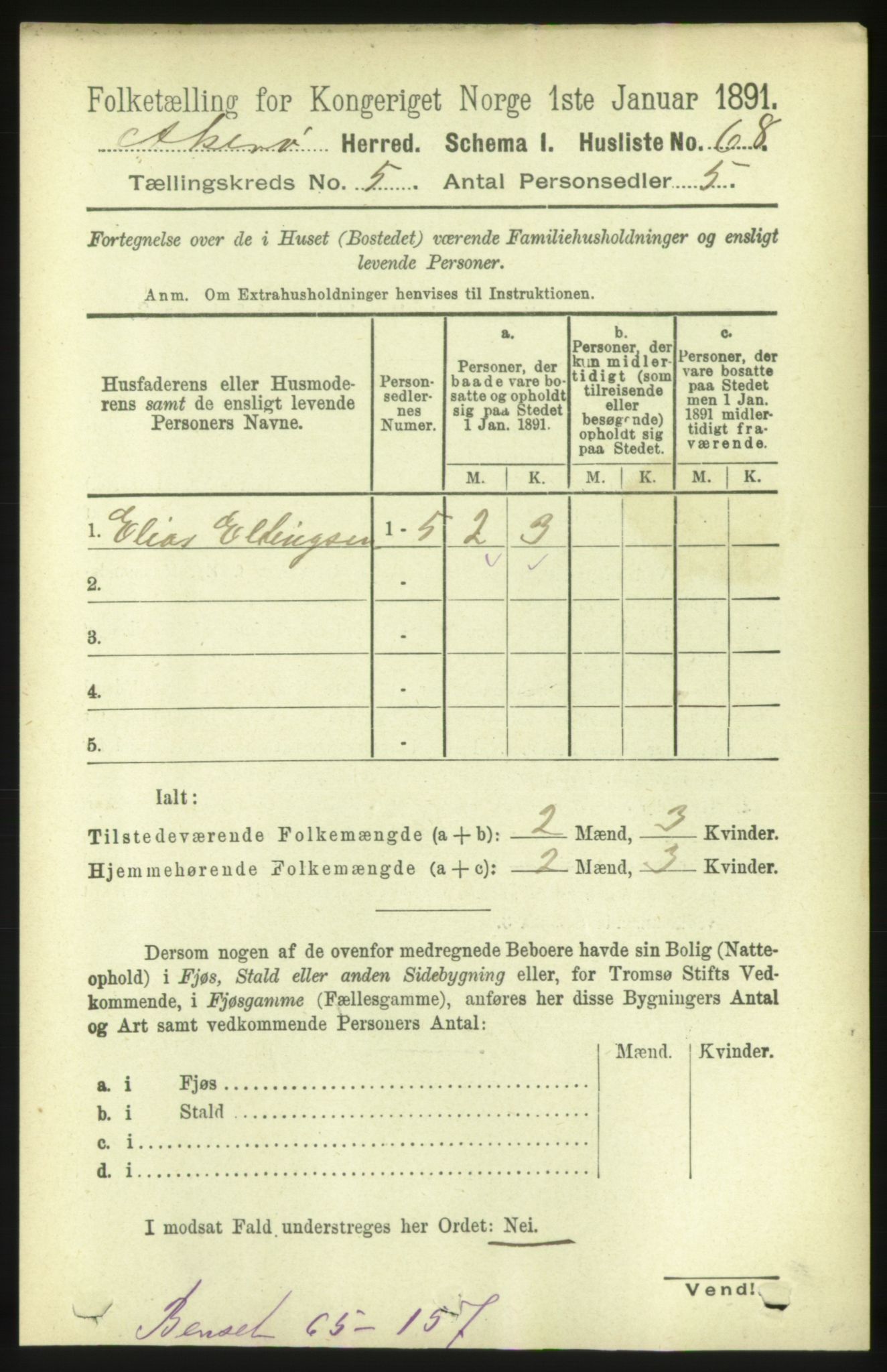 RA, 1891 census for 1545 Aukra, 1891, p. 2005