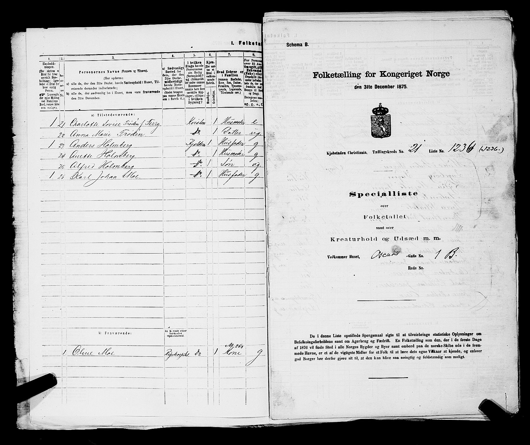 RA, 1875 census for 0301 Kristiania, 1875, p. 3734