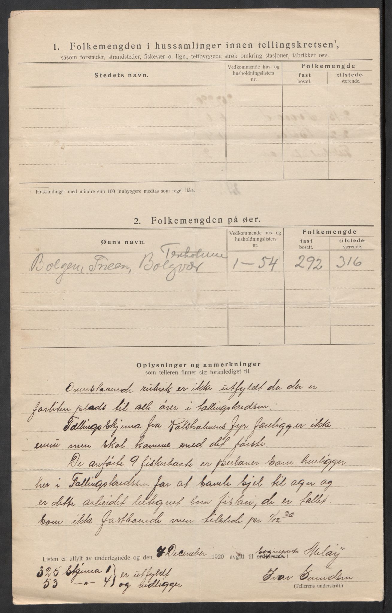 SAT, 1920 census for Meløy, 1920, p. 8