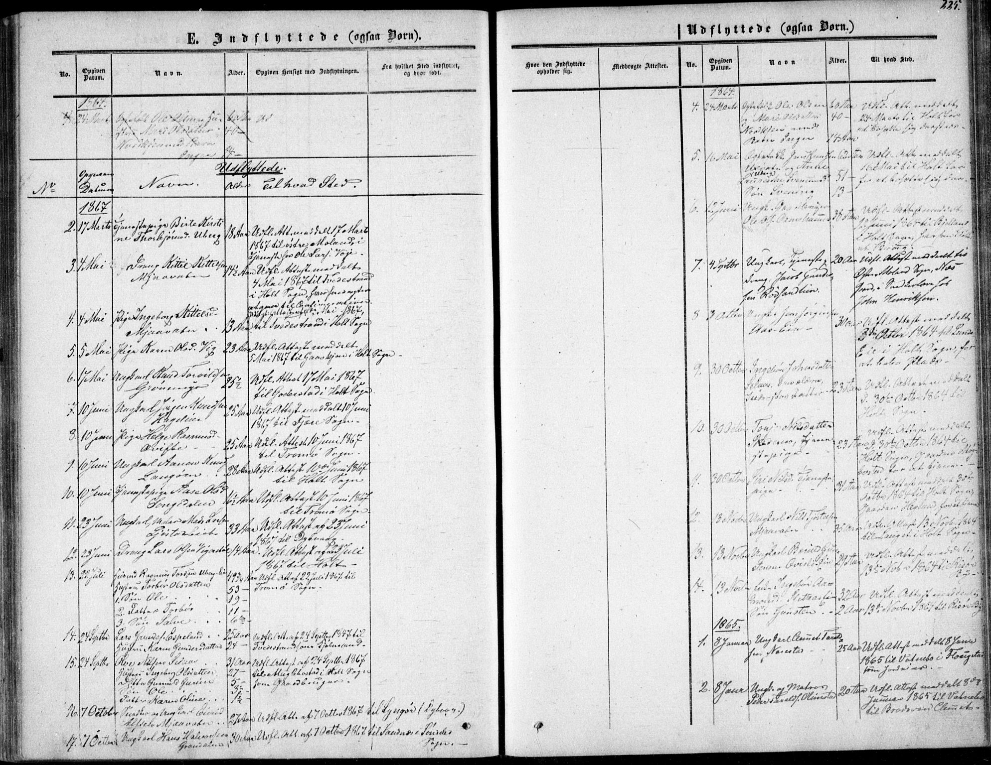 Gjerstad sokneprestkontor, AV/SAK-1111-0014/F/Fa/Fab/L0003: Parish register (official) no. A 3, 1853-1878, p. 225