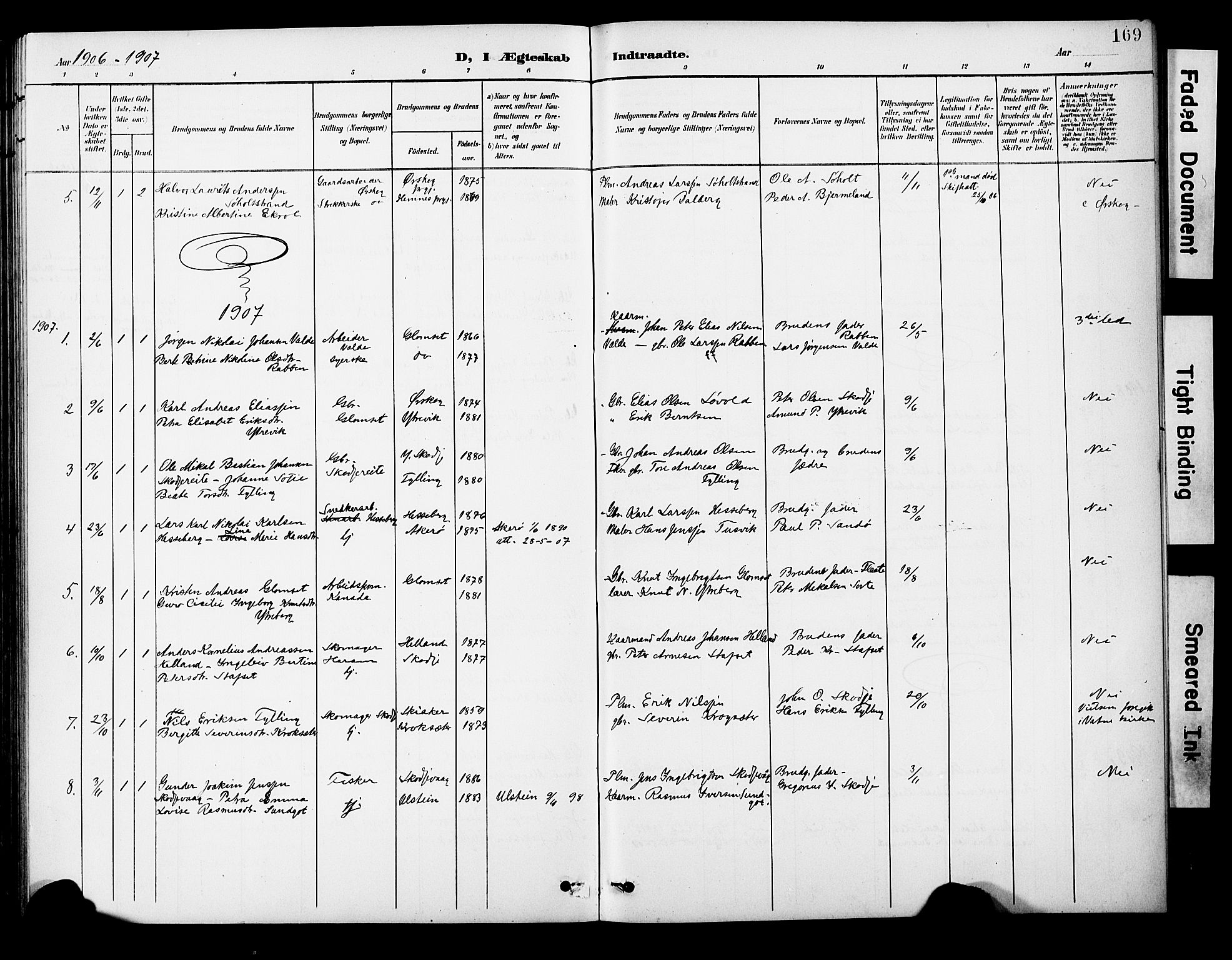 Ministerialprotokoller, klokkerbøker og fødselsregistre - Møre og Romsdal, AV/SAT-A-1454/524/L0366: Parish register (copy) no. 524C07, 1900-1931, p. 169