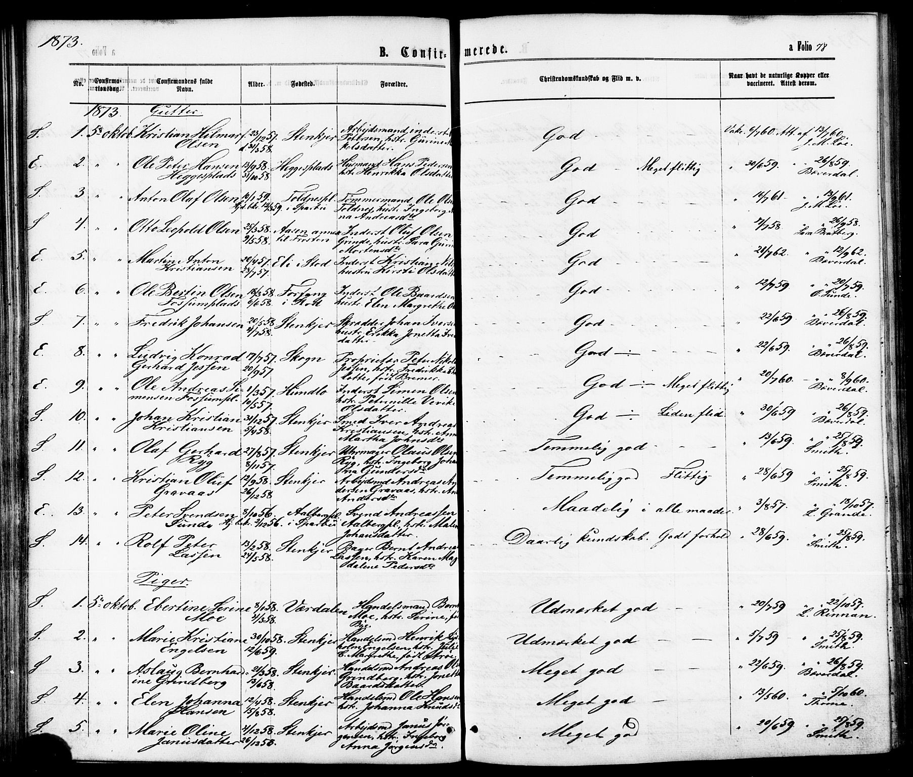 Ministerialprotokoller, klokkerbøker og fødselsregistre - Nord-Trøndelag, SAT/A-1458/739/L0370: Parish register (official) no. 739A02, 1868-1881, p. 78