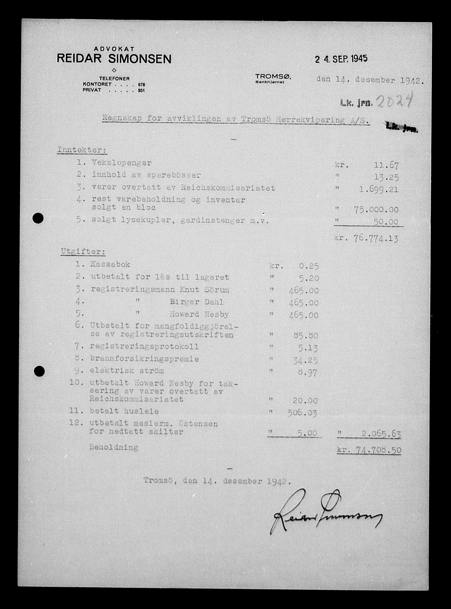 Justisdepartementet, Tilbakeføringskontoret for inndratte formuer, AV/RA-S-1564/H/Hc/Hcb/L0916: --, 1945-1947, p. 912