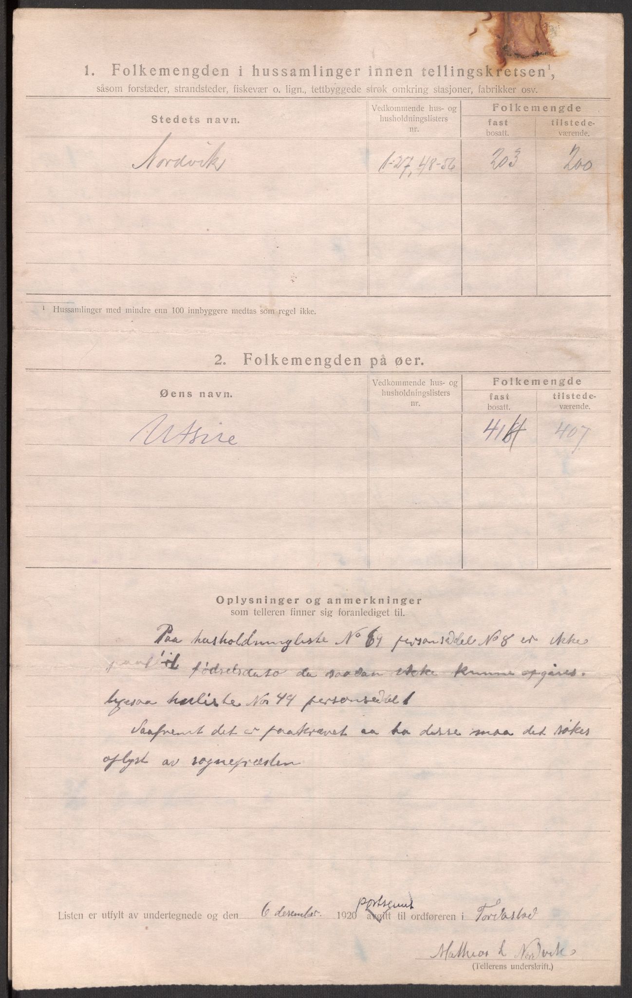 SAST, 1920 census for Torvastad, 1920, p. 32