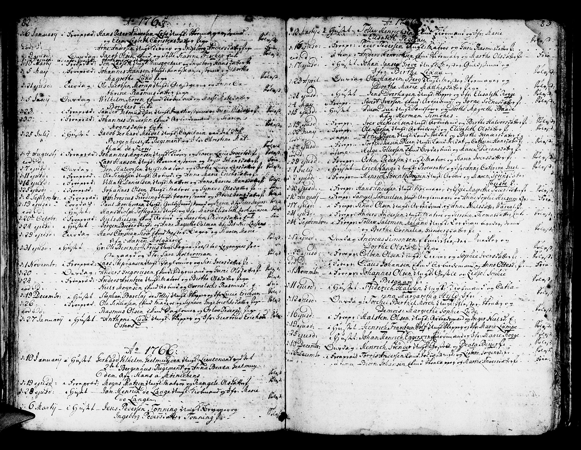 Domkirken sokneprestembete, SAB/A-74801/H/Haa/L0007: Parish register (official) no. A 7, 1725-1826, p. 82-83