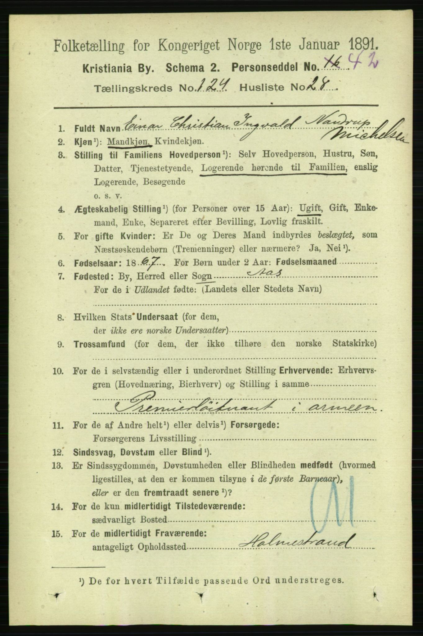 RA, 1891 census for 0301 Kristiania, 1891, p. 66075