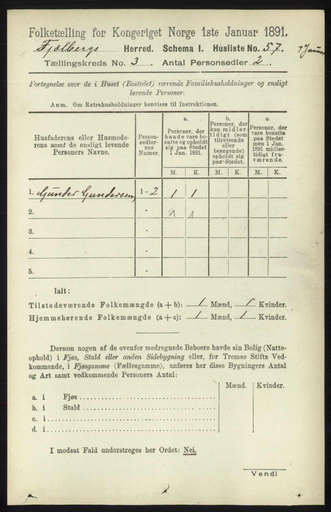 RA, 1891 census for 1213 Fjelberg, 1891, p. 777