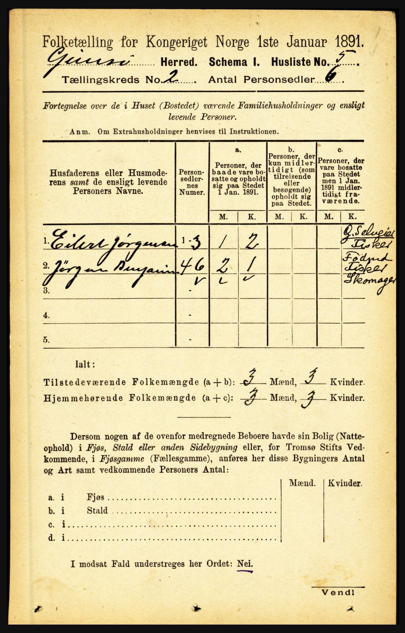 RA, 1891 census for 1864 Gimsøy, 1891, p. 294