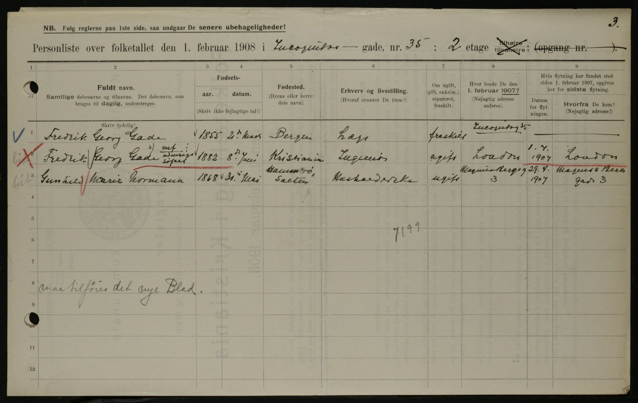 OBA, Municipal Census 1908 for Kristiania, 1908, p. 39812