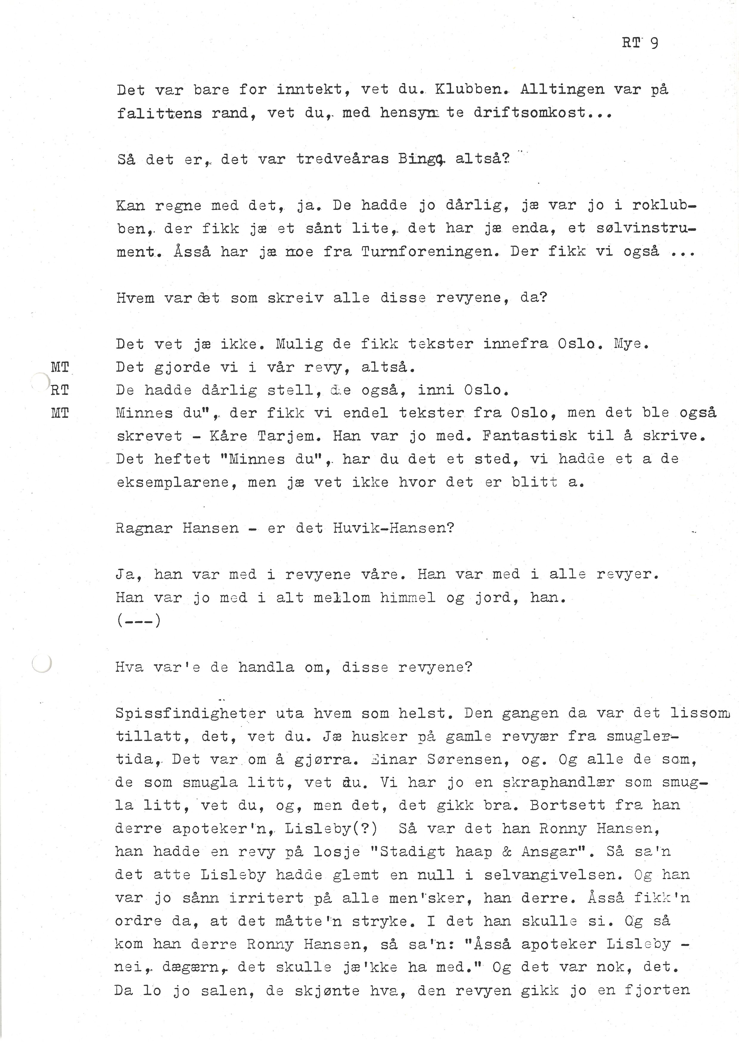 Sa 16 - Folkemusikk fra Vestfold, Gjerdesamlingen, VEMU/A-1868/I/L0001: Informantregister med intervjunedtegnelser, 1979-1986