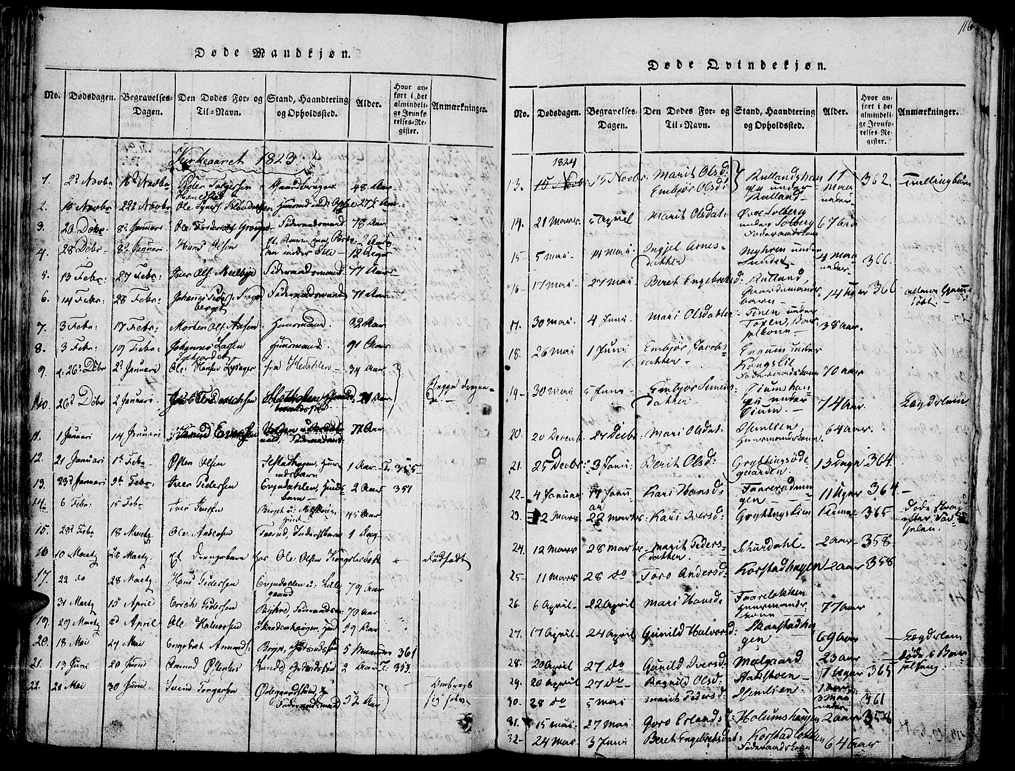 Fron prestekontor, SAH/PREST-078/H/Ha/Haa/L0002: Parish register (official) no. 2, 1816-1827, p. 116