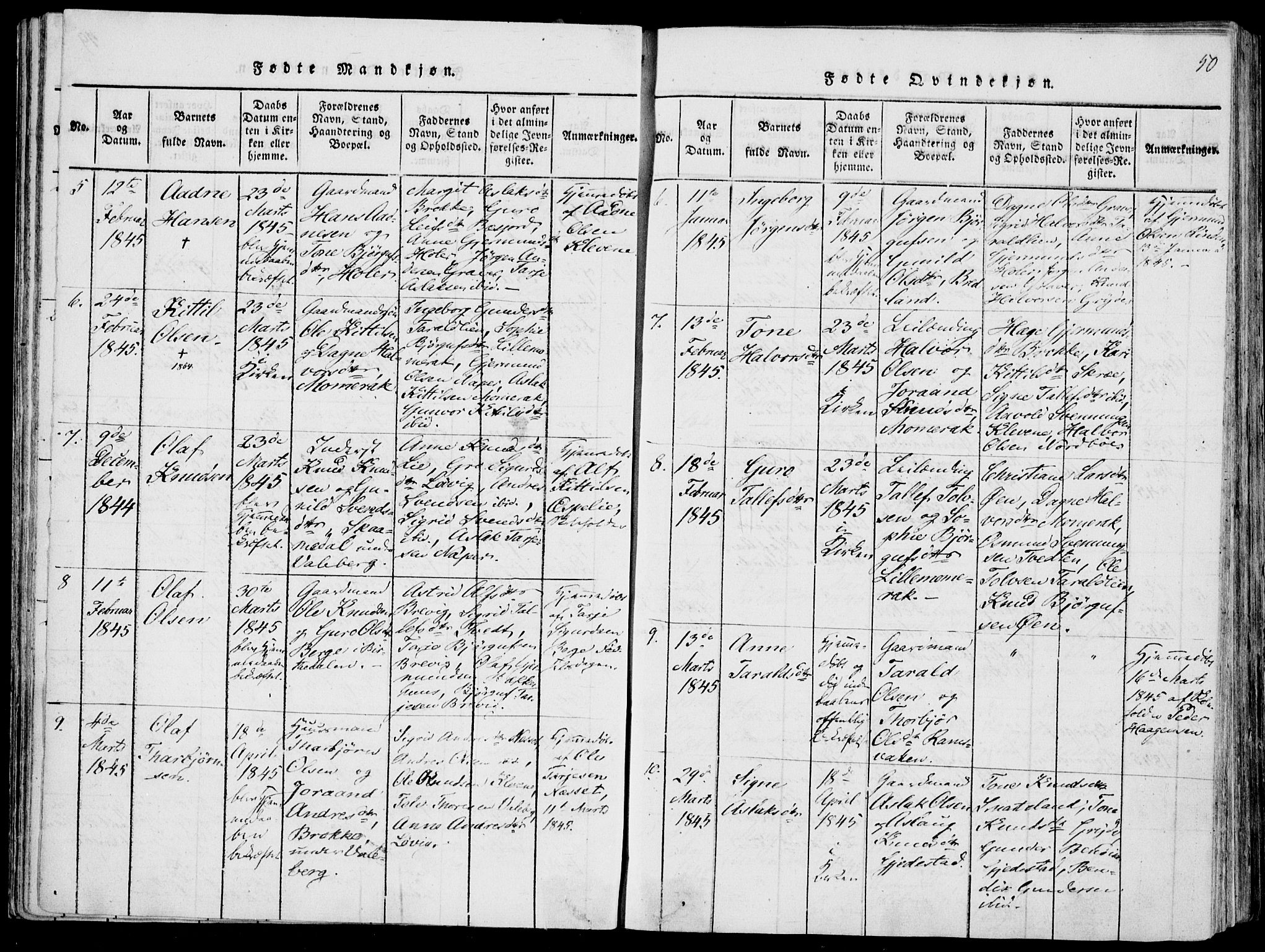 Fyresdal kirkebøker, SAKO/A-263/F/Fa/L0004: Parish register (official) no. I 4, 1815-1854, p. 50