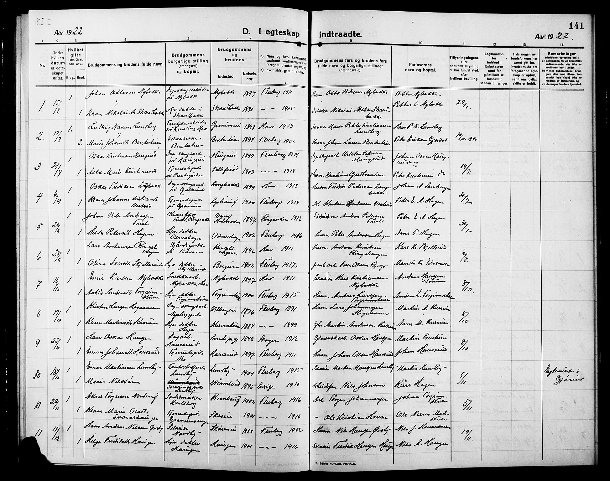 Søndre Land prestekontor, SAH/PREST-122/L/L0006: Parish register (copy) no. 6, 1912-1925, p. 141