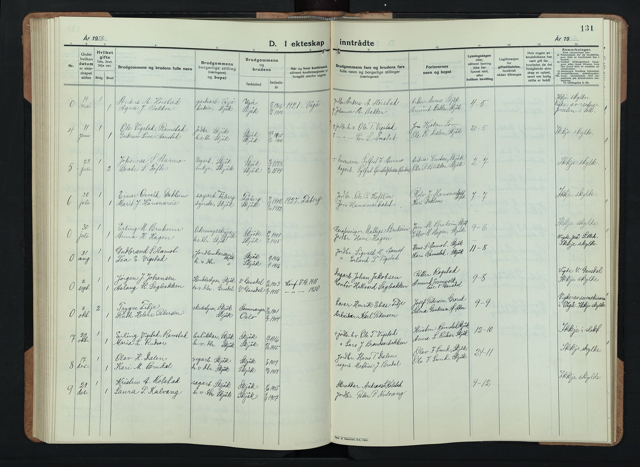 Skjåk prestekontor, AV/SAH-PREST-072/H/Ha/Hab/L0006: Parish register (copy) no. 6, 1933-1954, p. 131