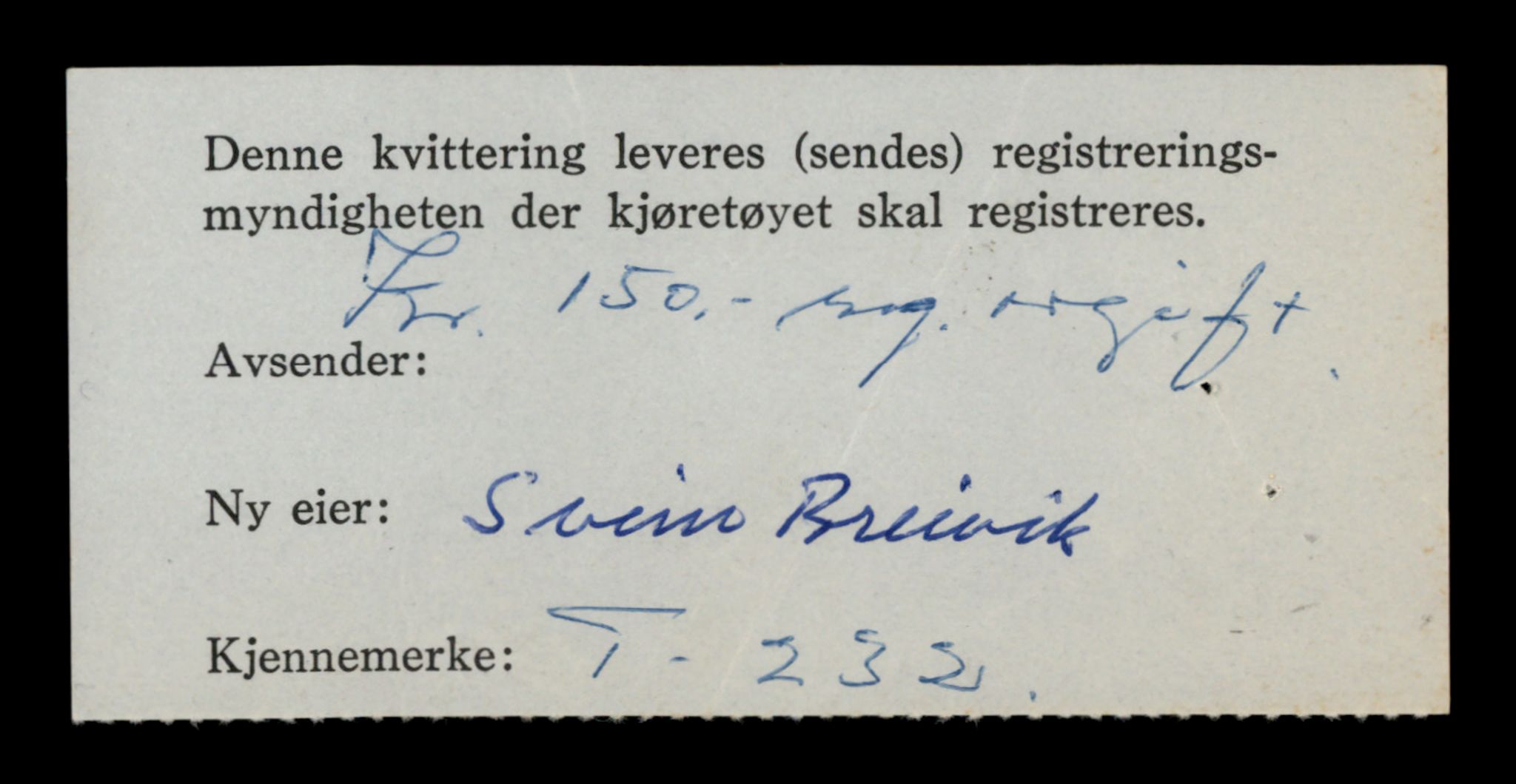 Møre og Romsdal vegkontor - Ålesund trafikkstasjon, AV/SAT-A-4099/F/Fe/L0003: Registreringskort for kjøretøy T 232 - T 340, 1927-1998, p. 18