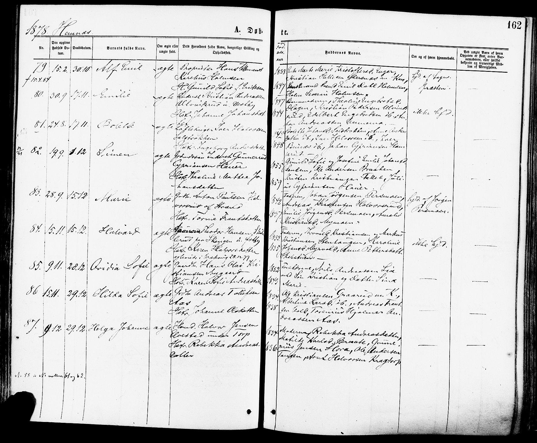 Høland prestekontor Kirkebøker, AV/SAO-A-10346a/F/Fa/L0012.a: Parish register (official) no. I 12A, 1869-1879, p. 162