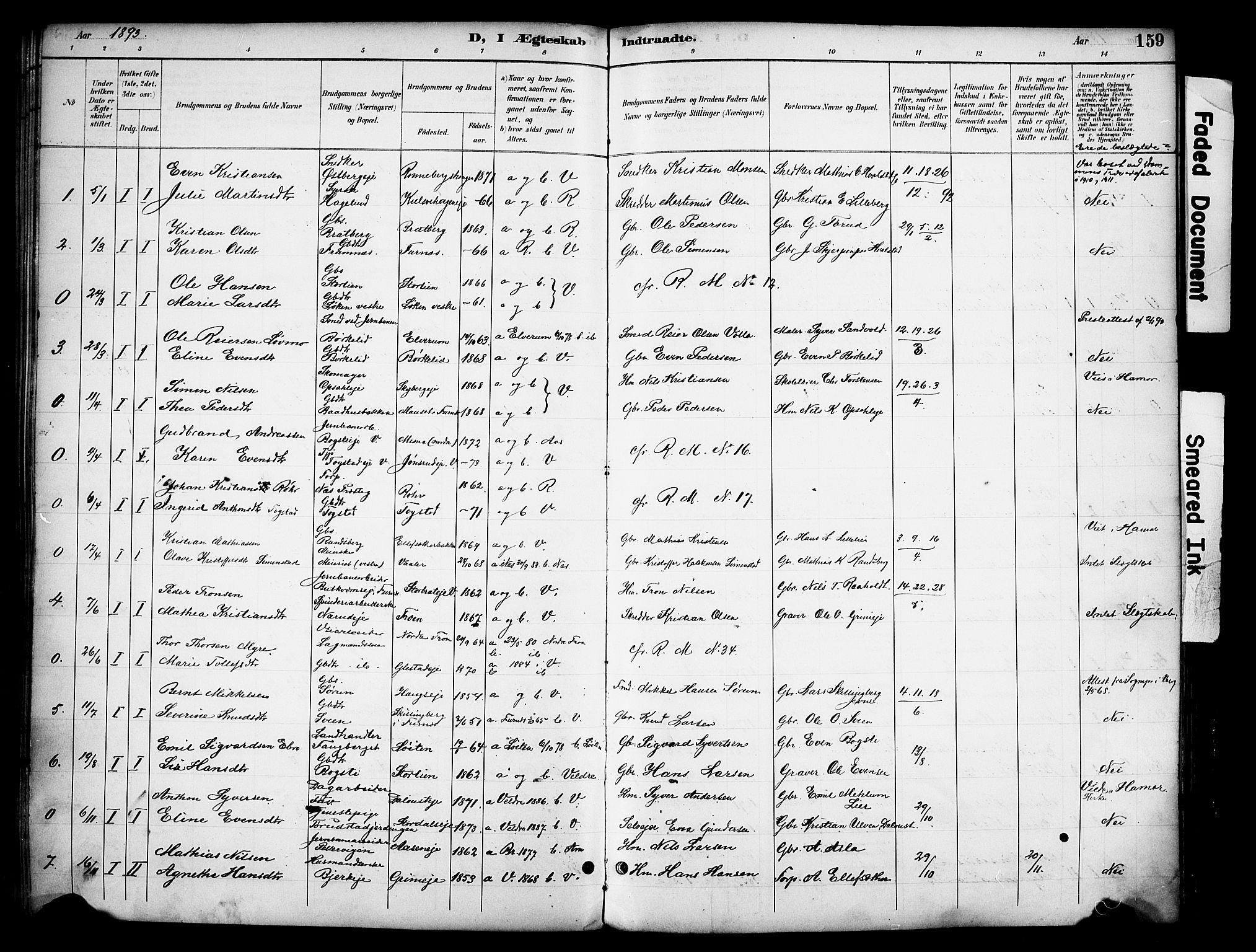 Ringsaker prestekontor, AV/SAH-PREST-014/K/Ka/L0016: Parish register (official) no. 16, 1891-1904, p. 159