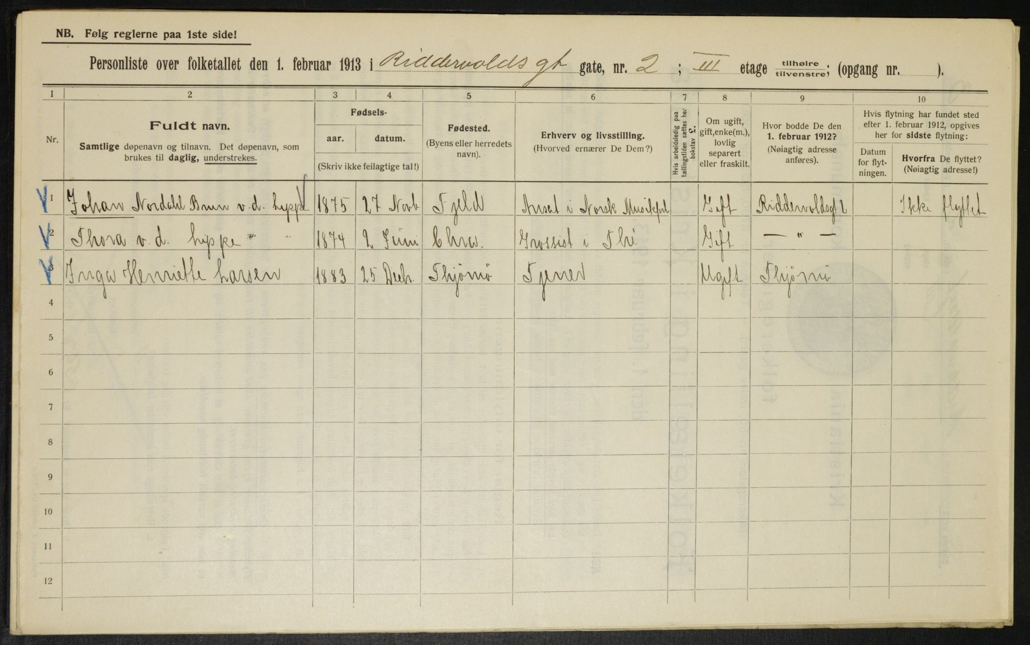 OBA, Municipal Census 1913 for Kristiania, 1913, p. 83041