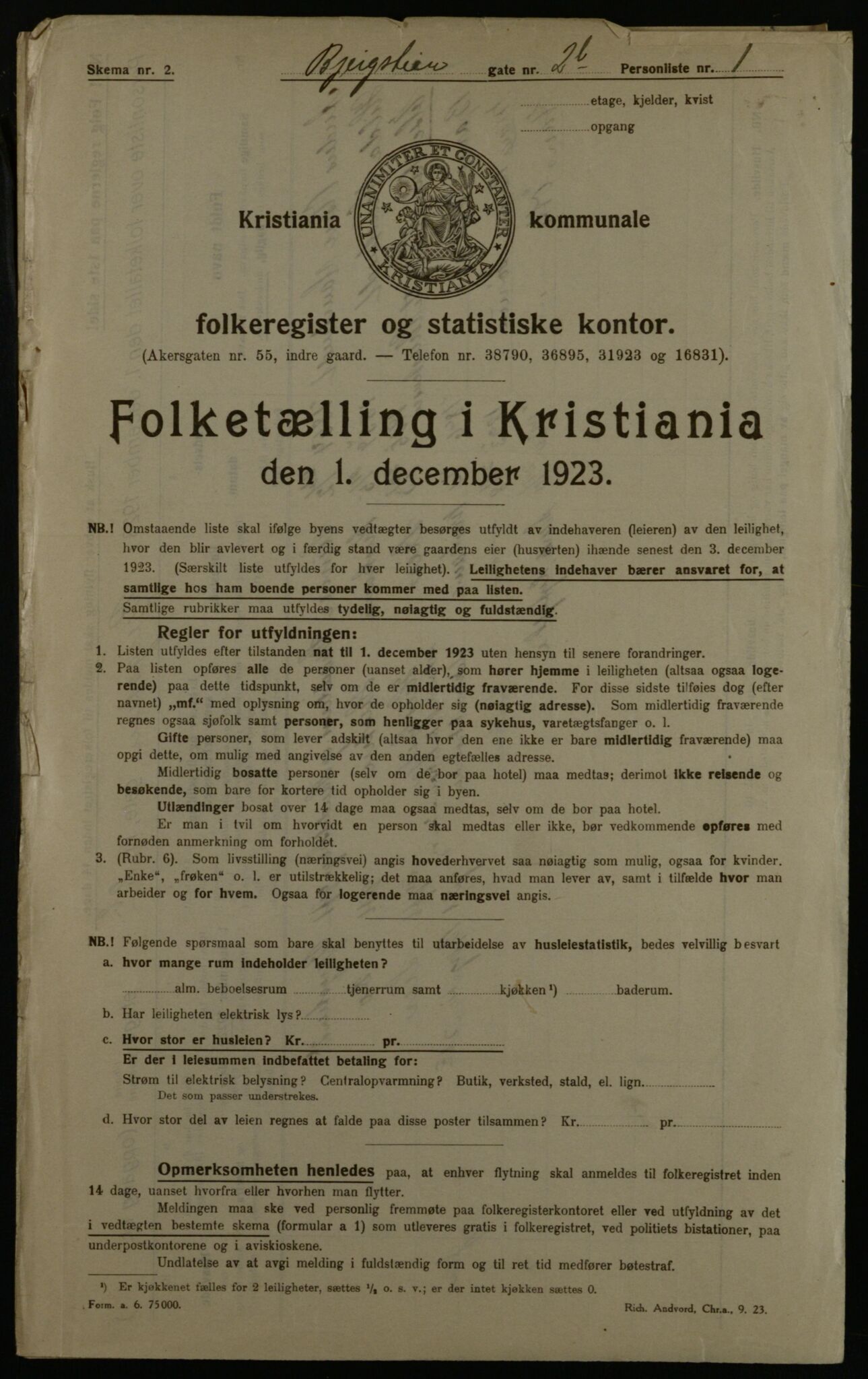 OBA, Municipal Census 1923 for Kristiania, 1923, p. 5246