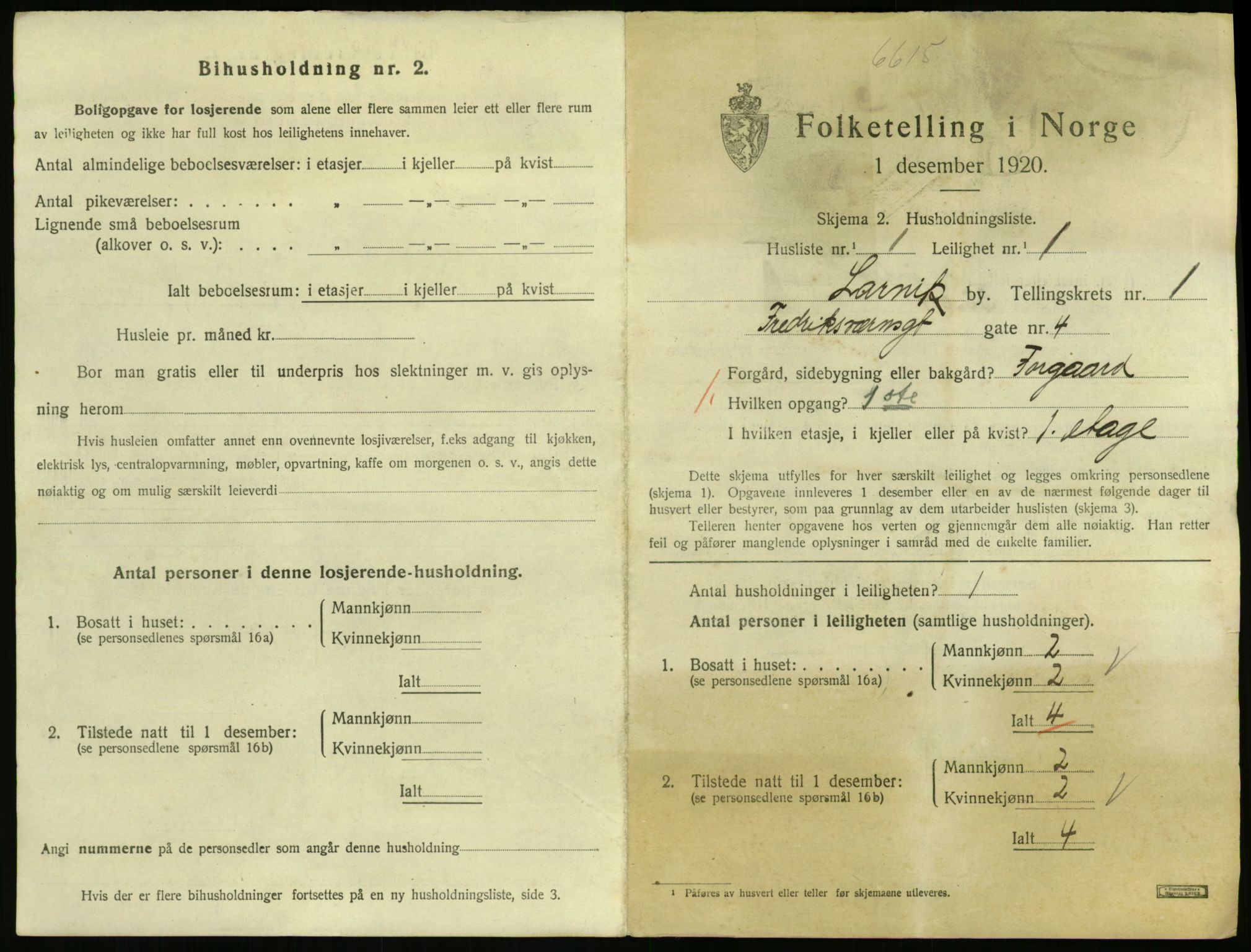 SAKO, 1920 census for Larvik, 1920, p. 3022