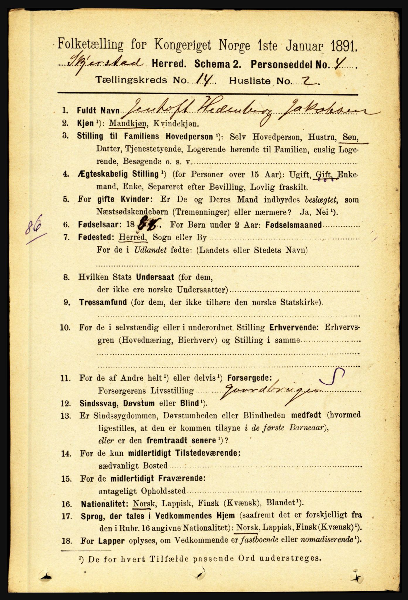 RA, 1891 census for 1842 Skjerstad, 1891, p. 5030