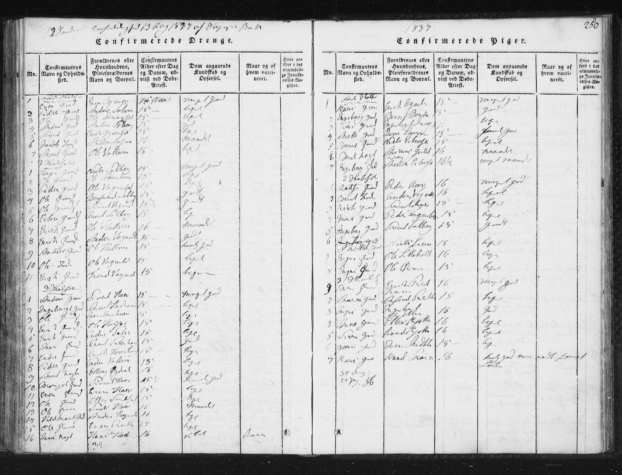 Ministerialprotokoller, klokkerbøker og fødselsregistre - Sør-Trøndelag, SAT/A-1456/689/L1037: Parish register (official) no. 689A02, 1816-1842, p. 250