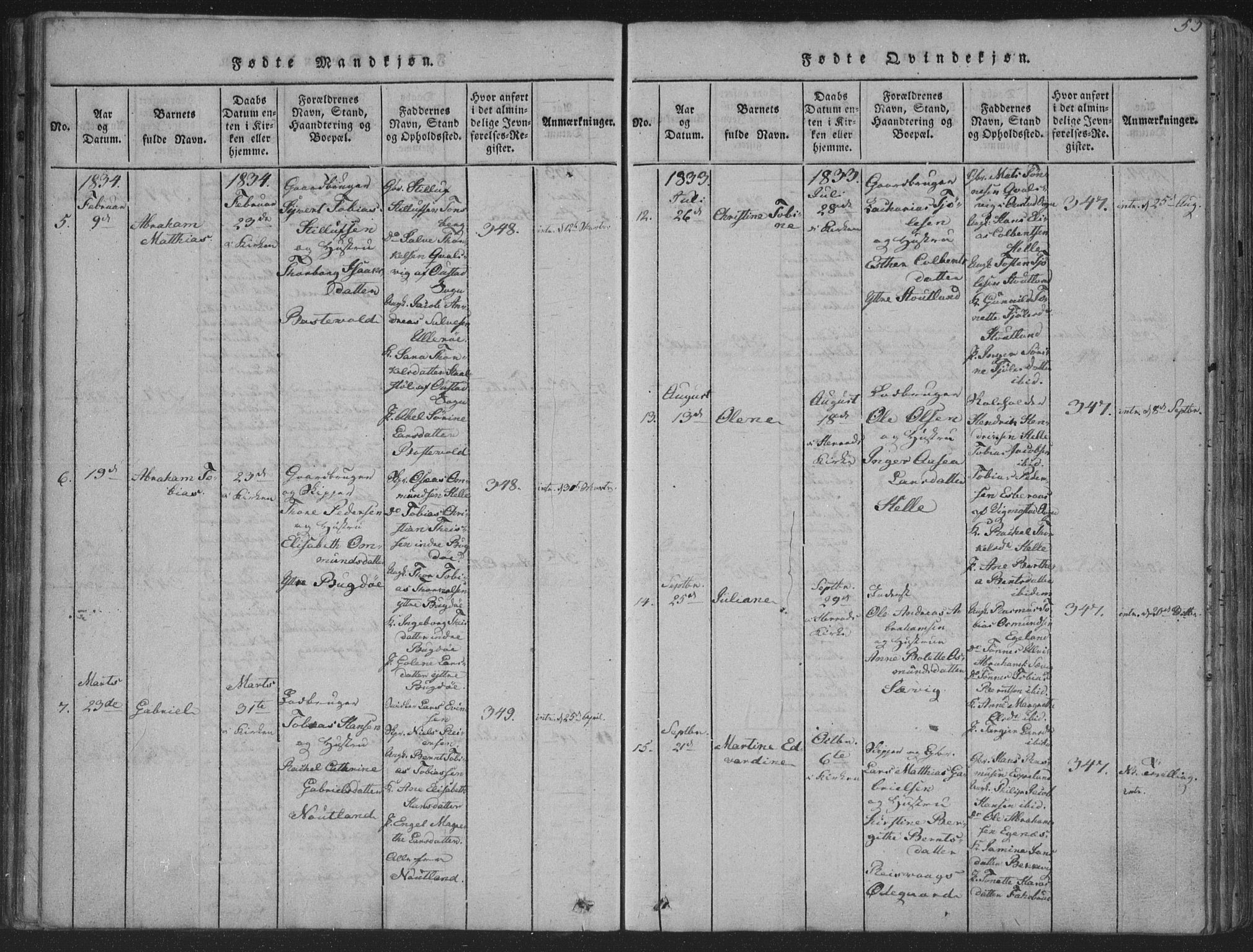 Herad sokneprestkontor, SAK/1111-0018/F/Fa/Fab/L0002: Parish register (official) no. A 2, 1816-1844, p. 53