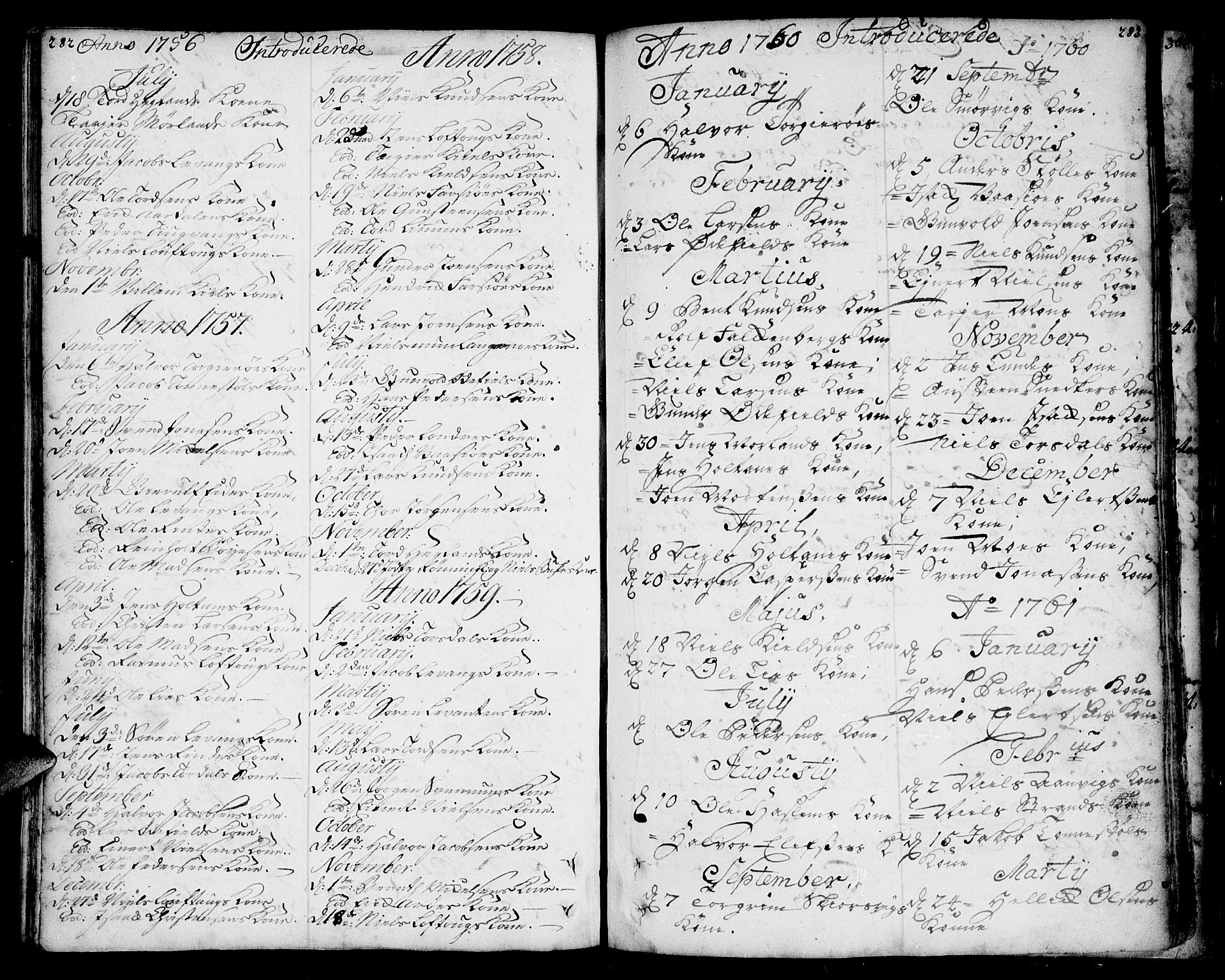 Sannidal kirkebøker, SAKO/A-296/F/Fa/L0001: Parish register (official) no. 1, 1702-1766, p. 282-283