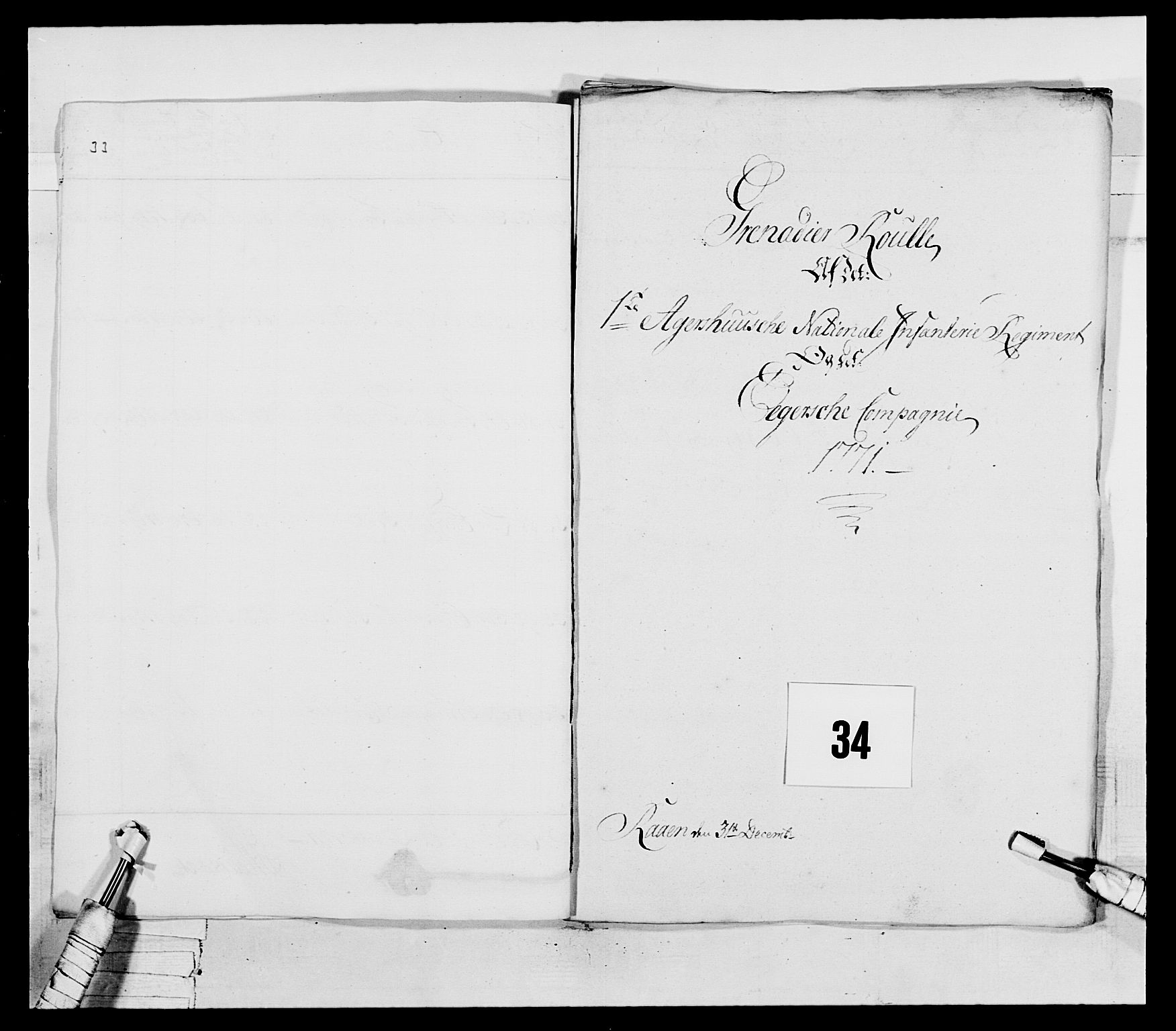 Generalitets- og kommissariatskollegiet, Det kongelige norske kommissariatskollegium, AV/RA-EA-5420/E/Eh/L0037: 1. Akershusiske nasjonale infanteriregiment, 1767-1773, p. 134