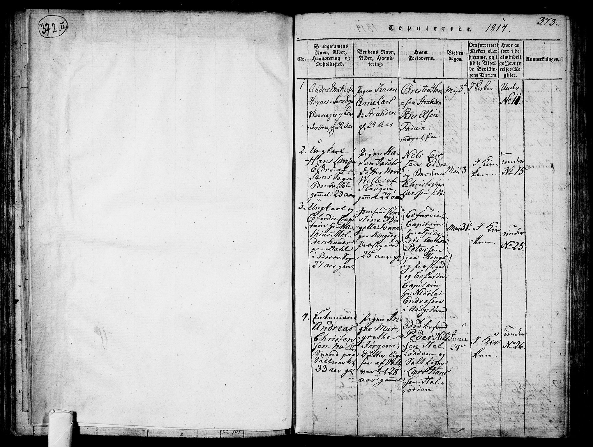 Sem kirkebøker, SAKO/A-5/F/Fa/L0004: Parish register (official) no. I 4, 1814-1825, p. 372-373